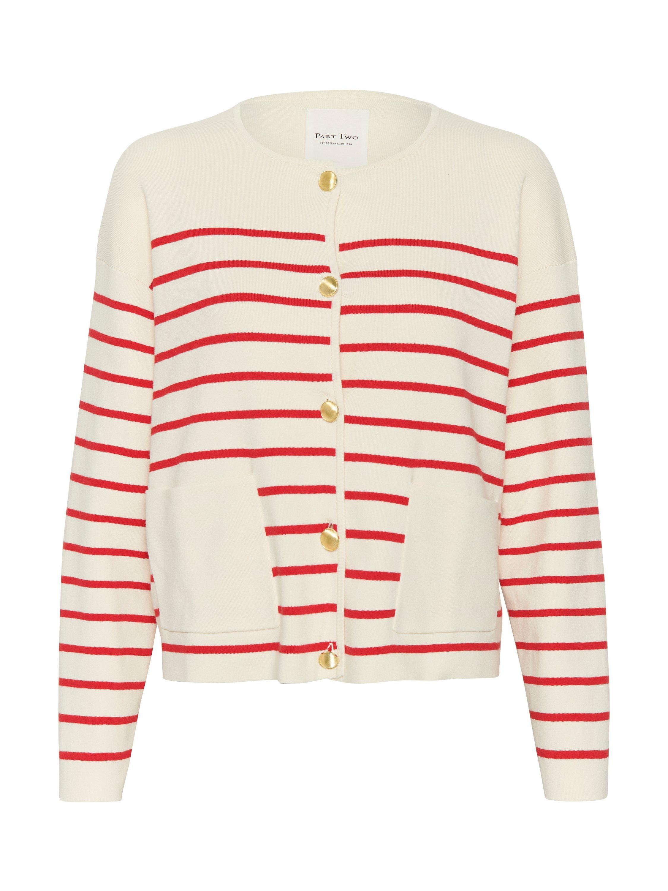 Product image 5 of 6, which shows Part Two Elodie Long Sleeve Cardigan, Salsa Stripe, XS