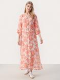 Part Two Berit Leaf Print Chiffon Maxi Dress