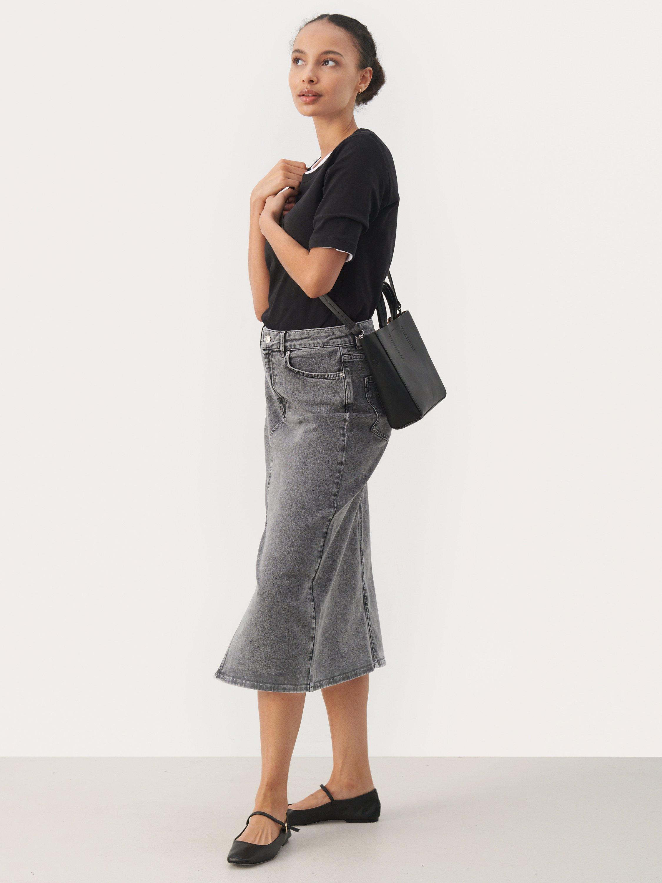 Product image 3 of 6, which shows Part Two Dilin Classic Fit Midi Skirt, Grey Denim, 8