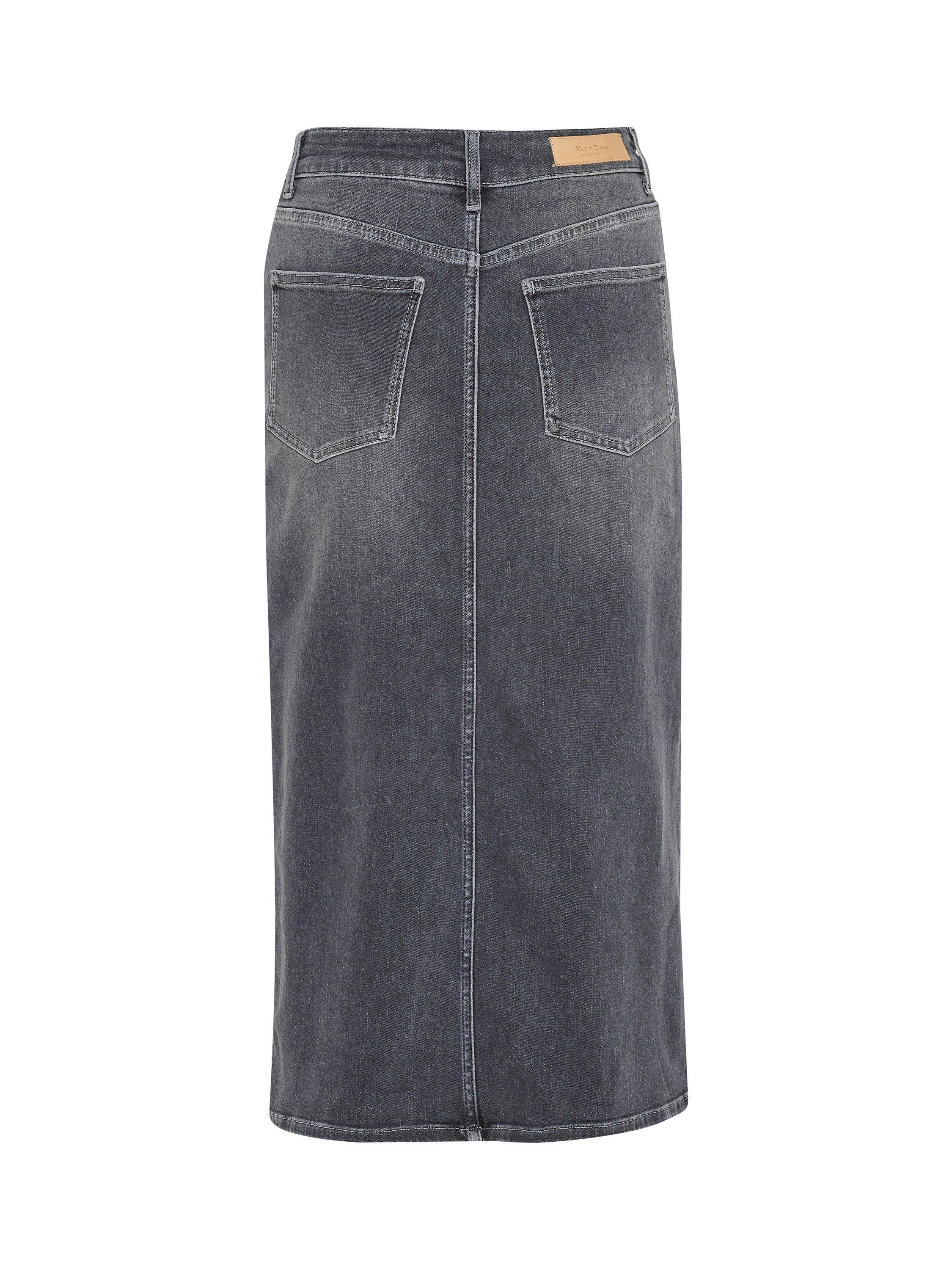 Product image 6 of 6, which shows Part Two Dilin Classic Fit Midi Skirt, Grey Denim, 8