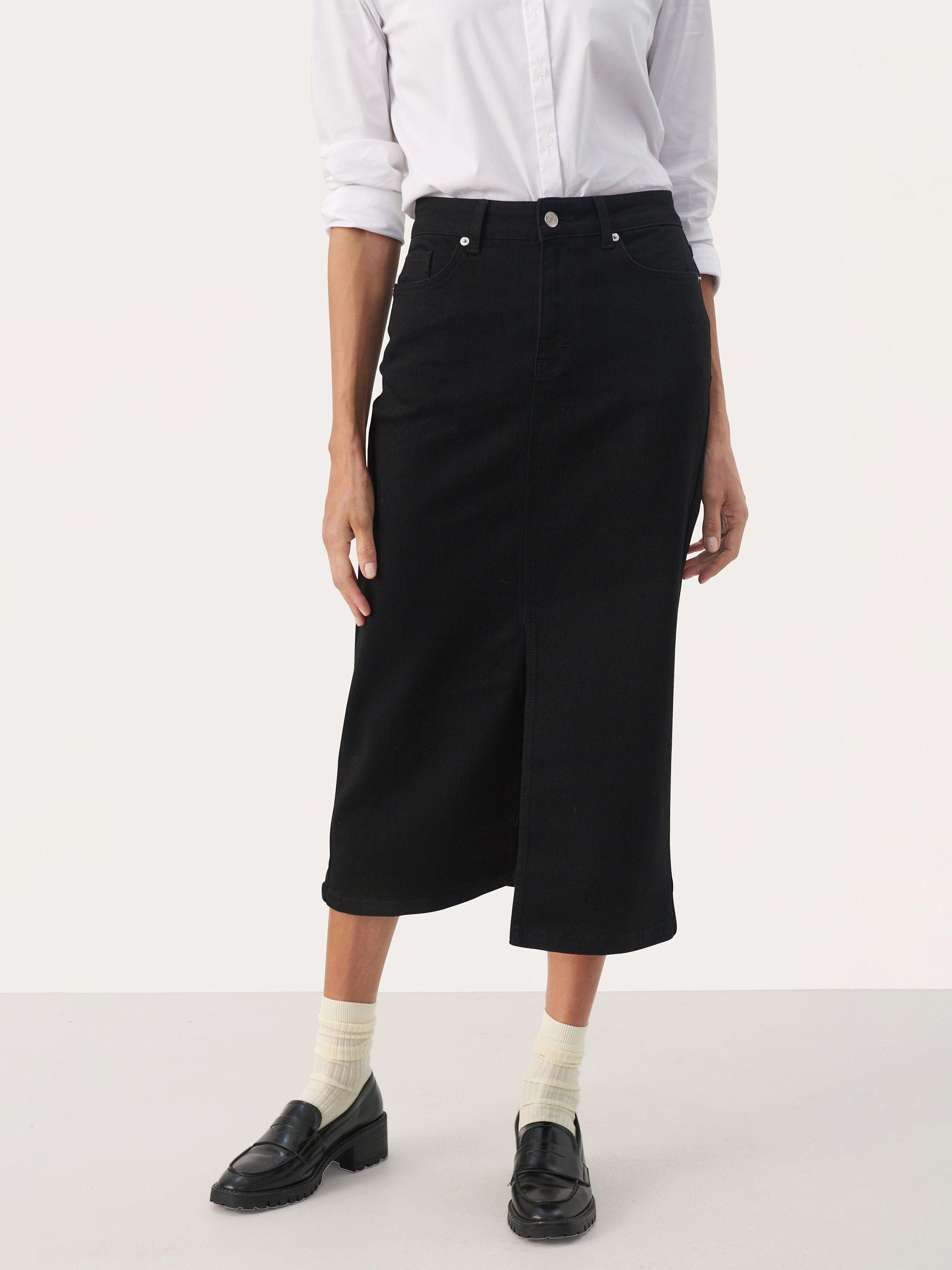 Part Two Dilin Classic Fit Midi Skirt, Black Denim, 8