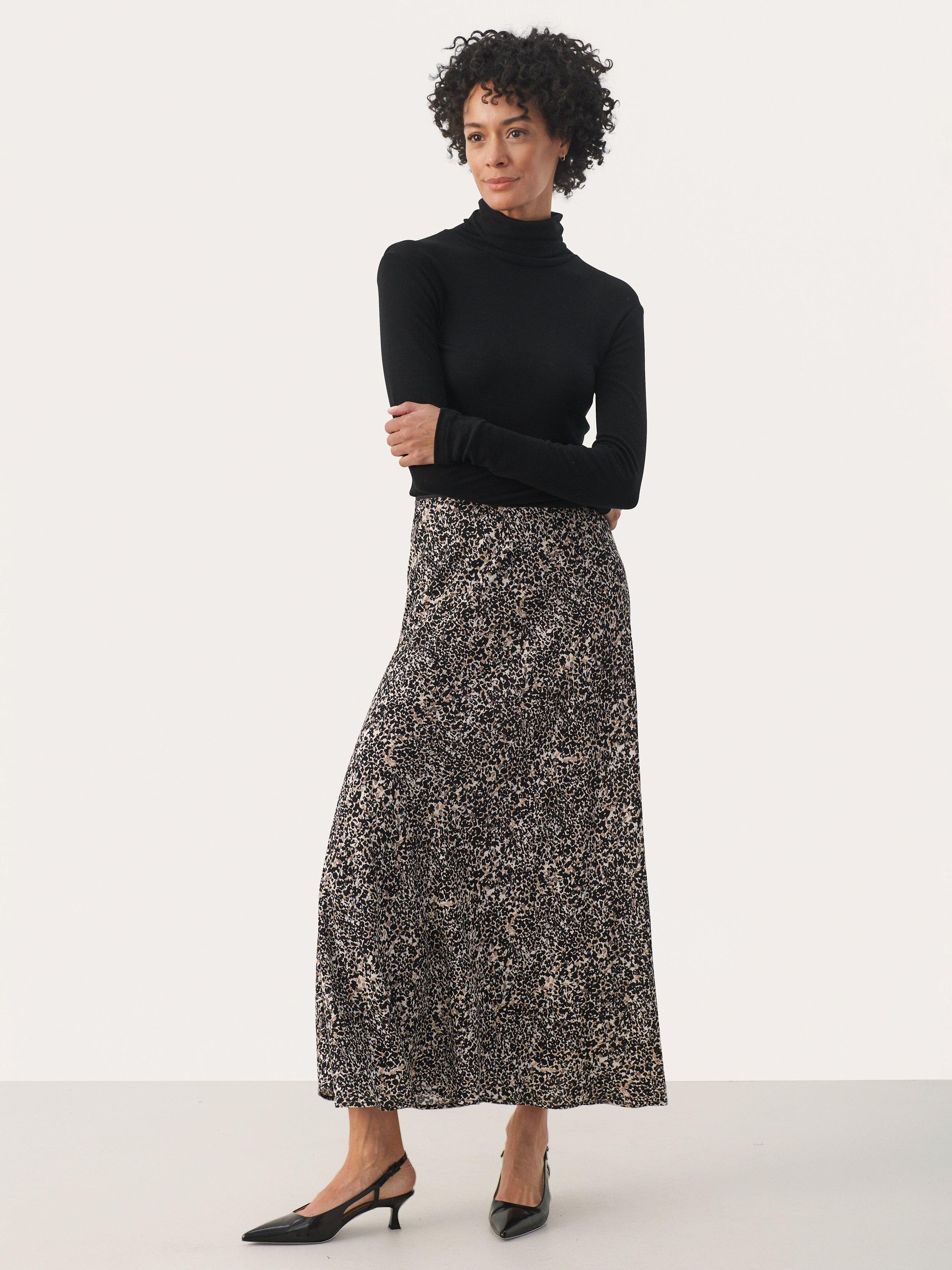 Product image 3 of 5, which shows Part Two Rin Mid Calf A-Line Skirt, Natural Scatter, 12