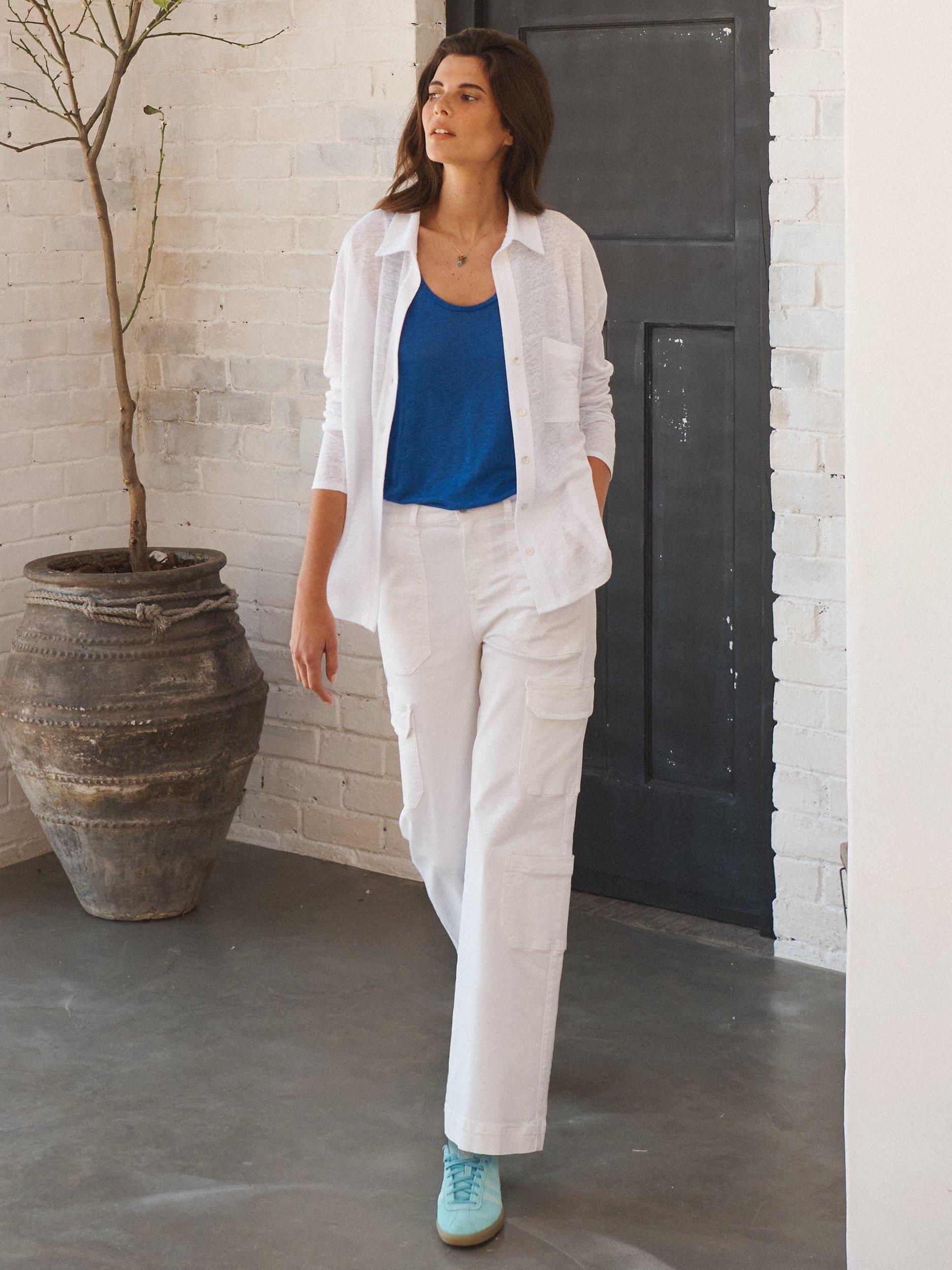 NRBY Hendrix Denim Jersey Cargo Trousers, White
