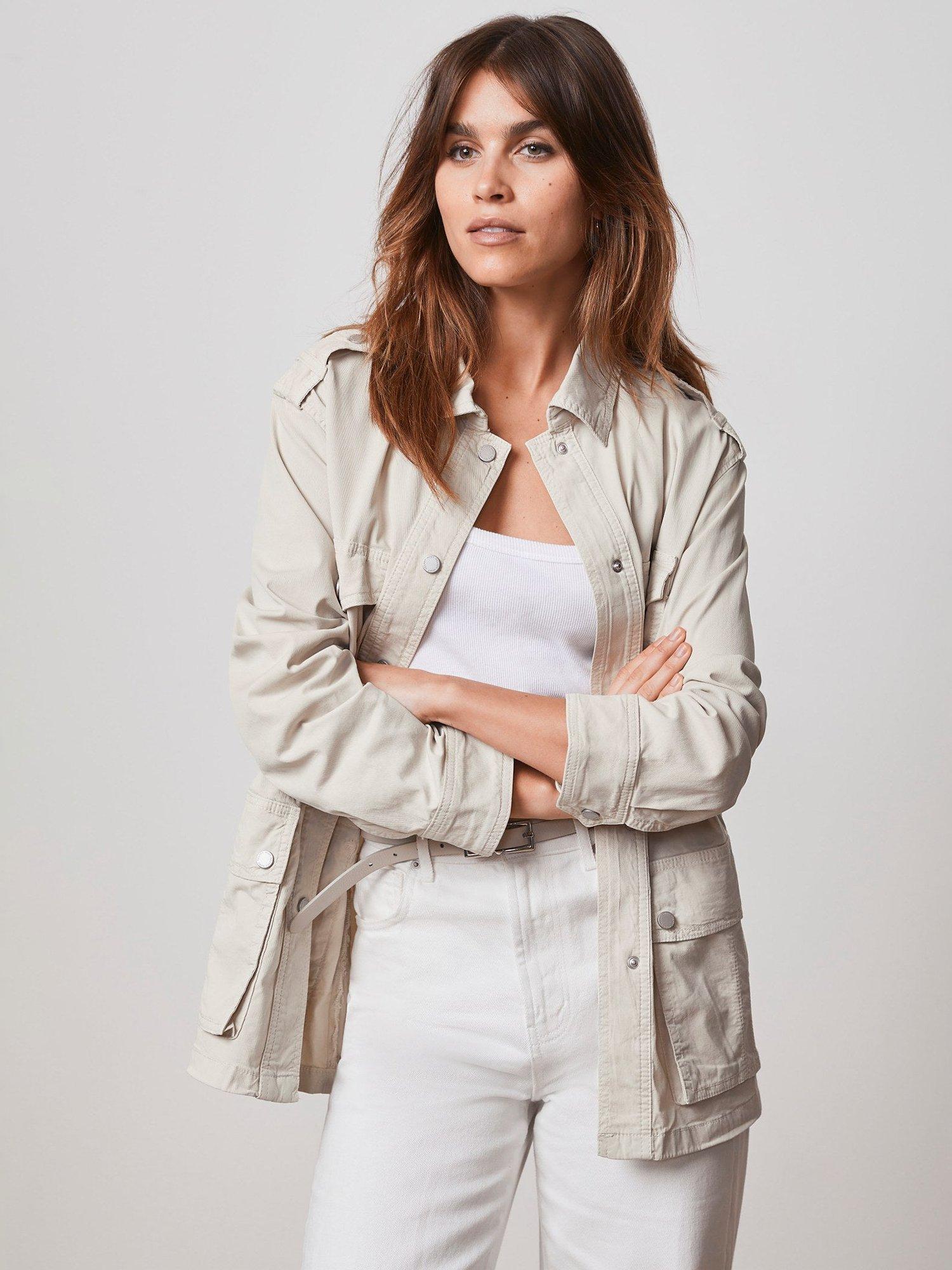 Mint Velvet Drawstring Waist Utility Jacket Cream