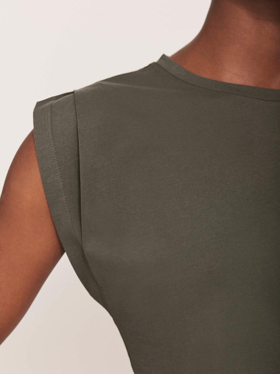 Product image 6 of 8, which shows Mint Velvet Shoulder T-Shirt, Khaki, XS
