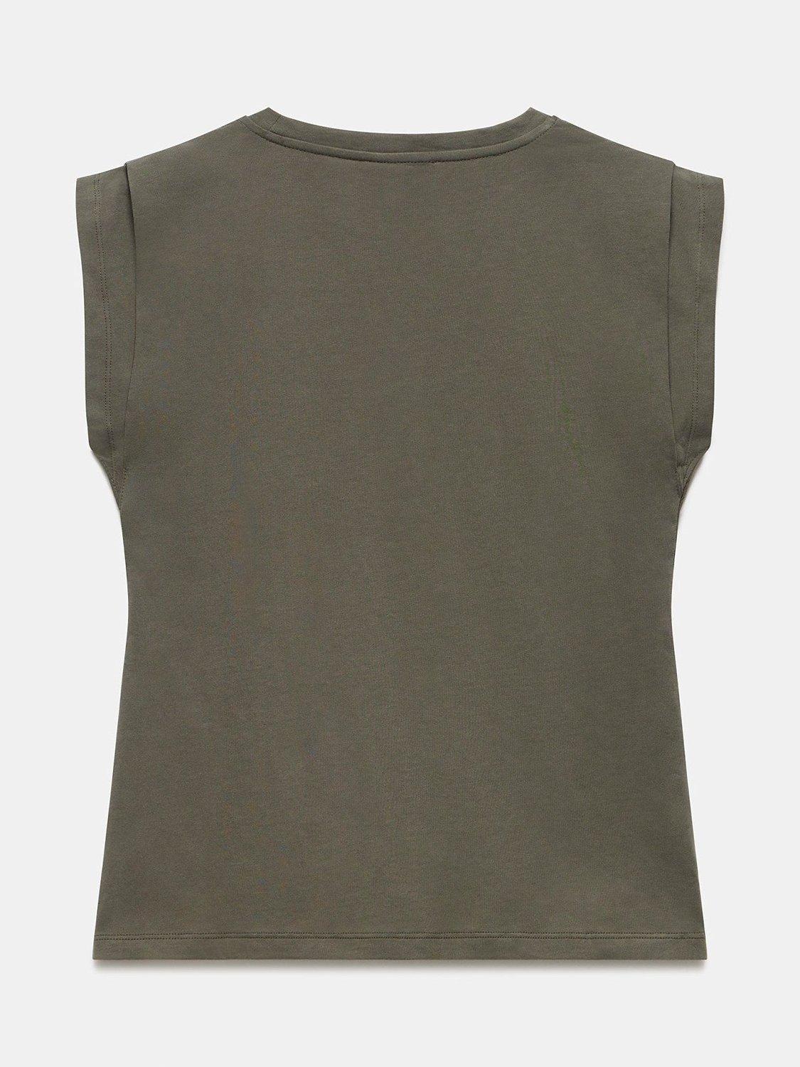 Product image 7 of 8, which shows Mint Velvet Shoulder T-Shirt, Khaki, XS