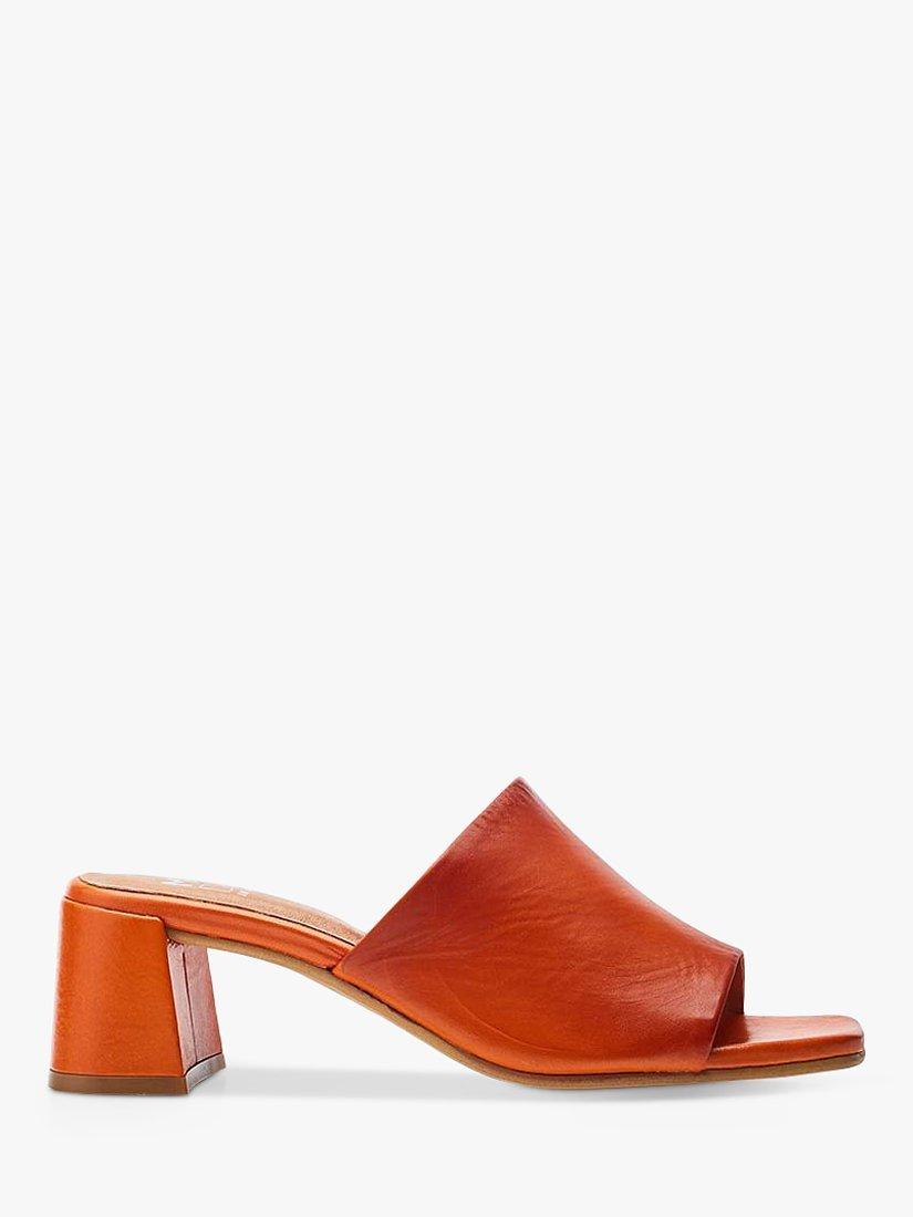 Moda in Pelle Mikia Burnished Leather Mules, Orange