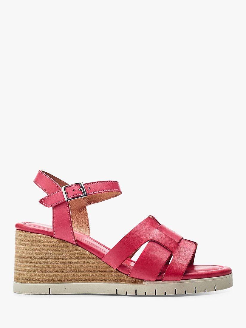 Moda in Pelle Pedie Leather Wedge Sandals, Raspberry
