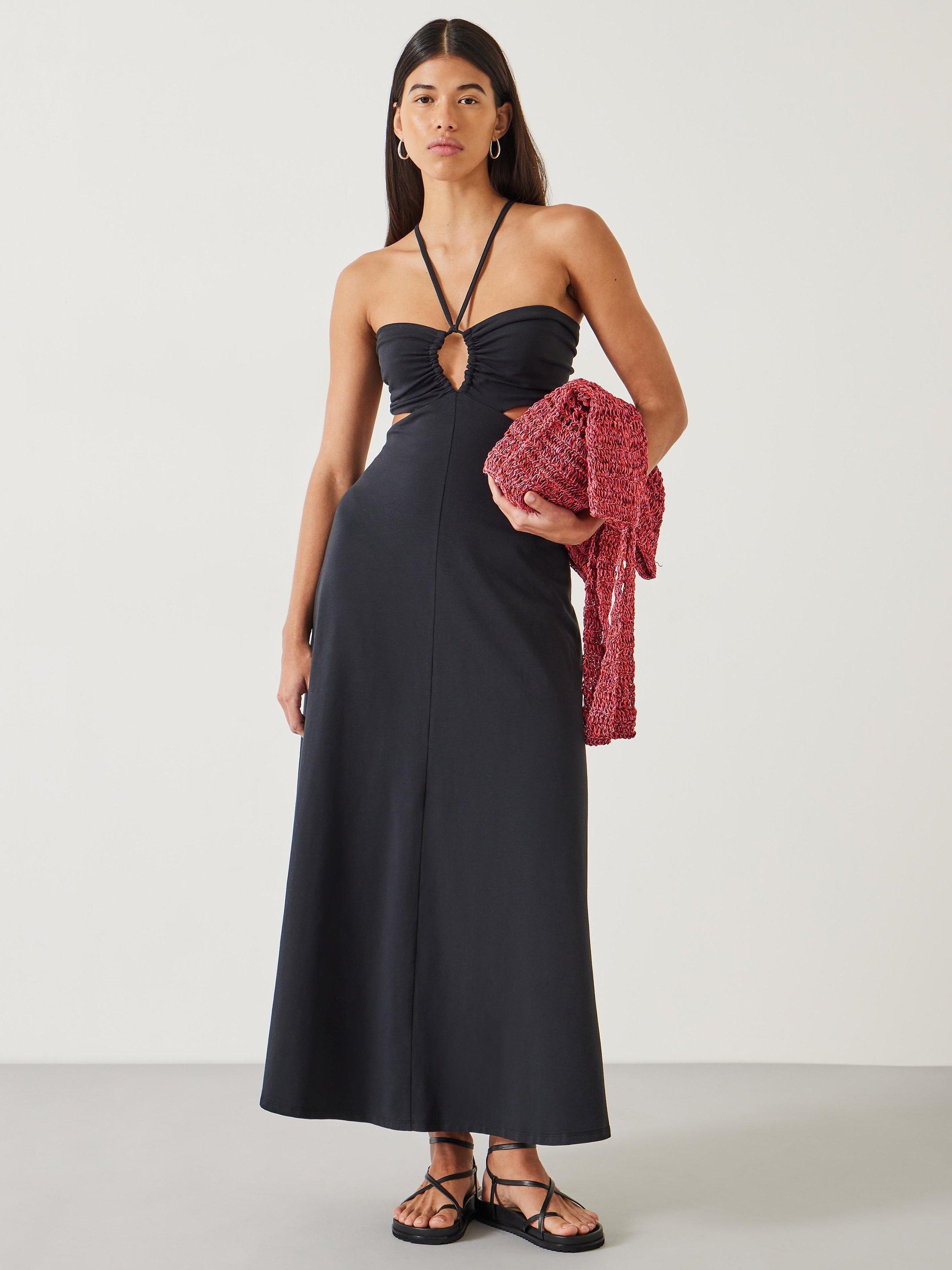 Product image 1 of 5, which shows HUSH Jemma Jersey Beach Maxi Dress, Black, L