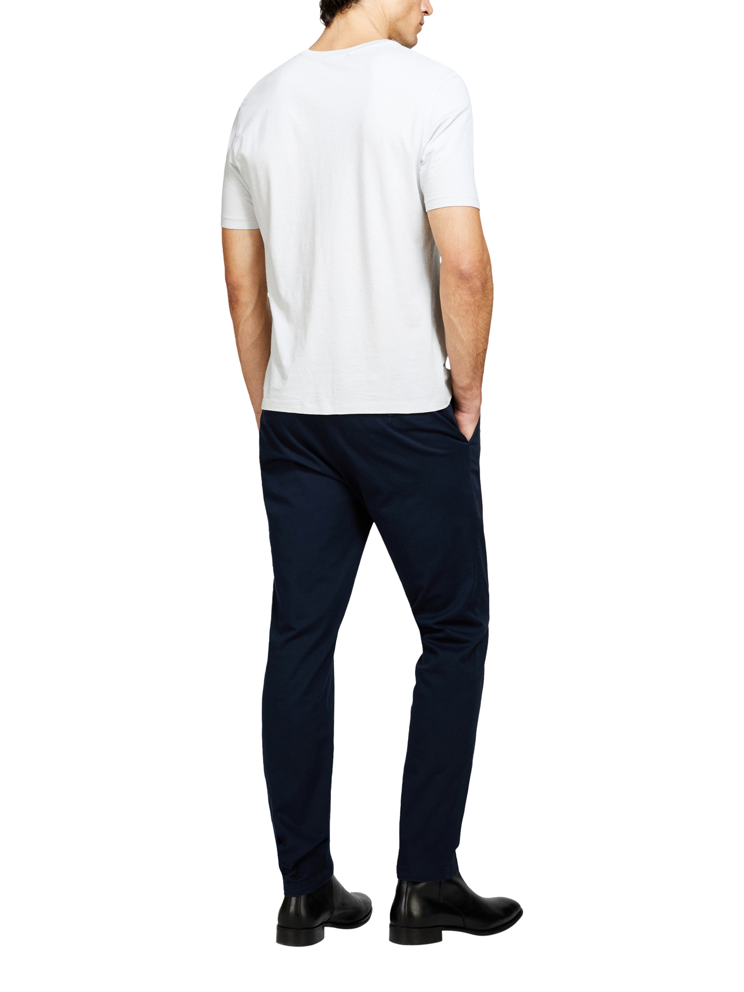 Product image 2 of 5, which shows SISLEY Stretch Cotton Drill Chino Trousers, Navy, 30