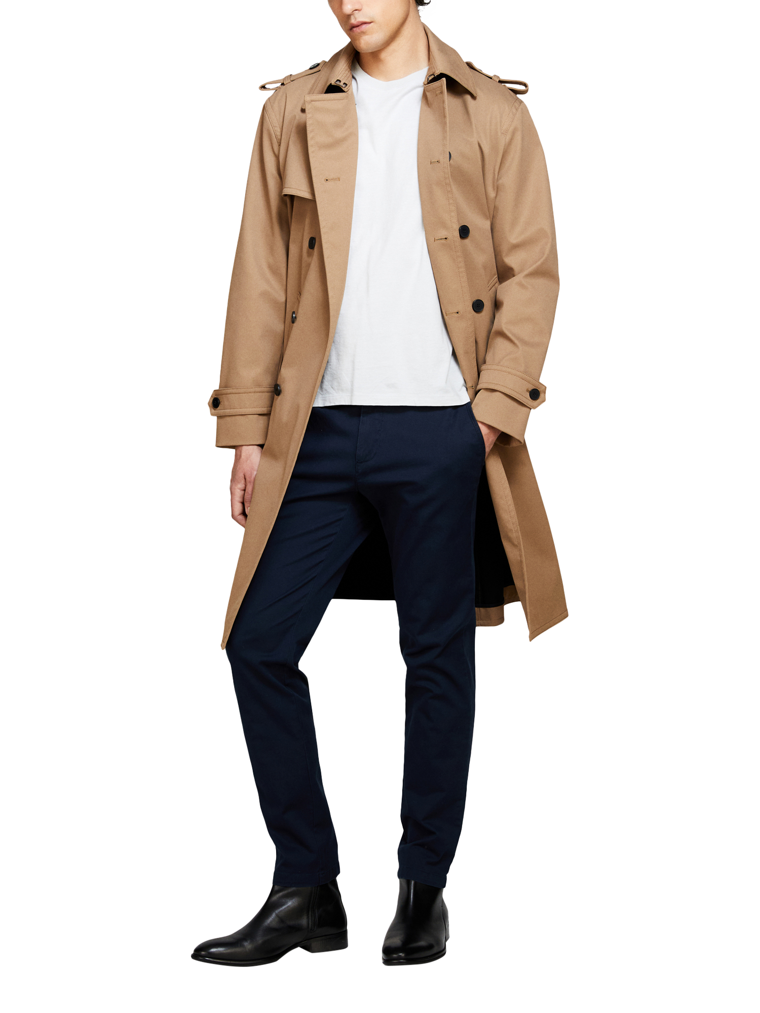 Product image 3 of 5, which shows SISLEY Stretch Cotton Drill Chino Trousers, Navy, 30