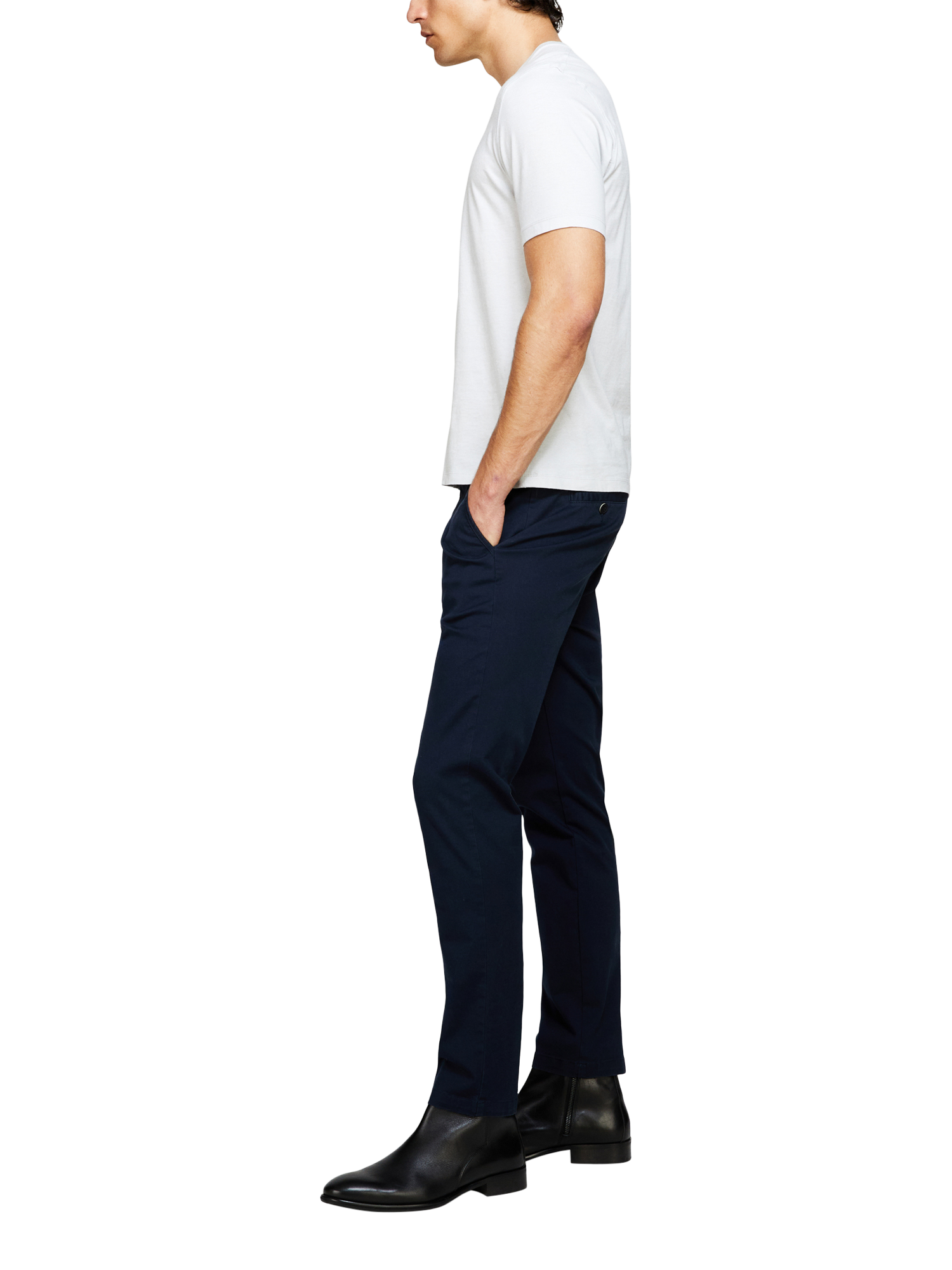 Product image 4 of 5, which shows SISLEY Stretch Cotton Drill Chino Trousers, Navy, 30