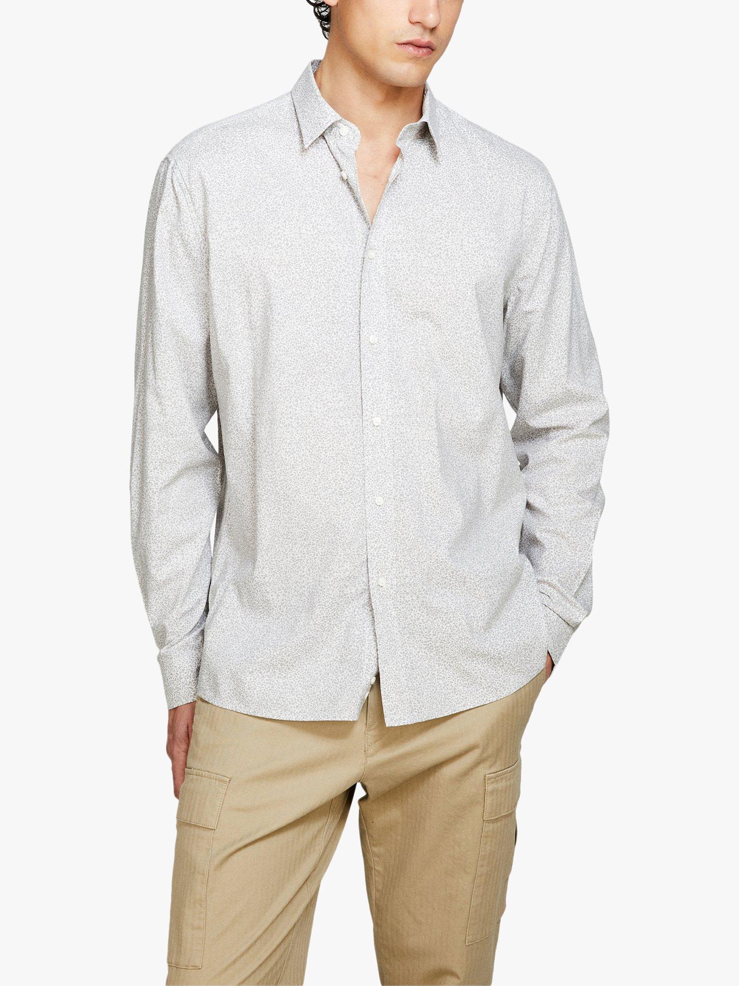 Product image 1 of 4, which shows SISLEY Regular Fit Printed Shirt, Grey, S