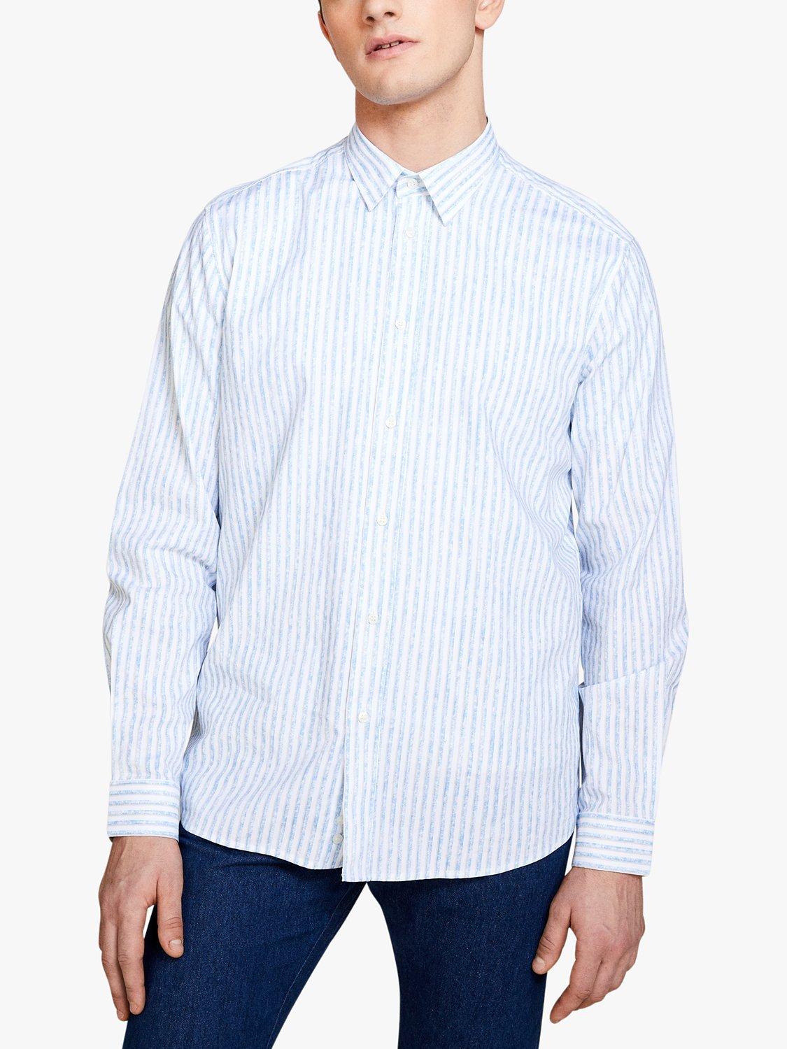 Product image 1 of 5, which shows SISLEY Regular Fit Printed Shirt, Blue/White, S