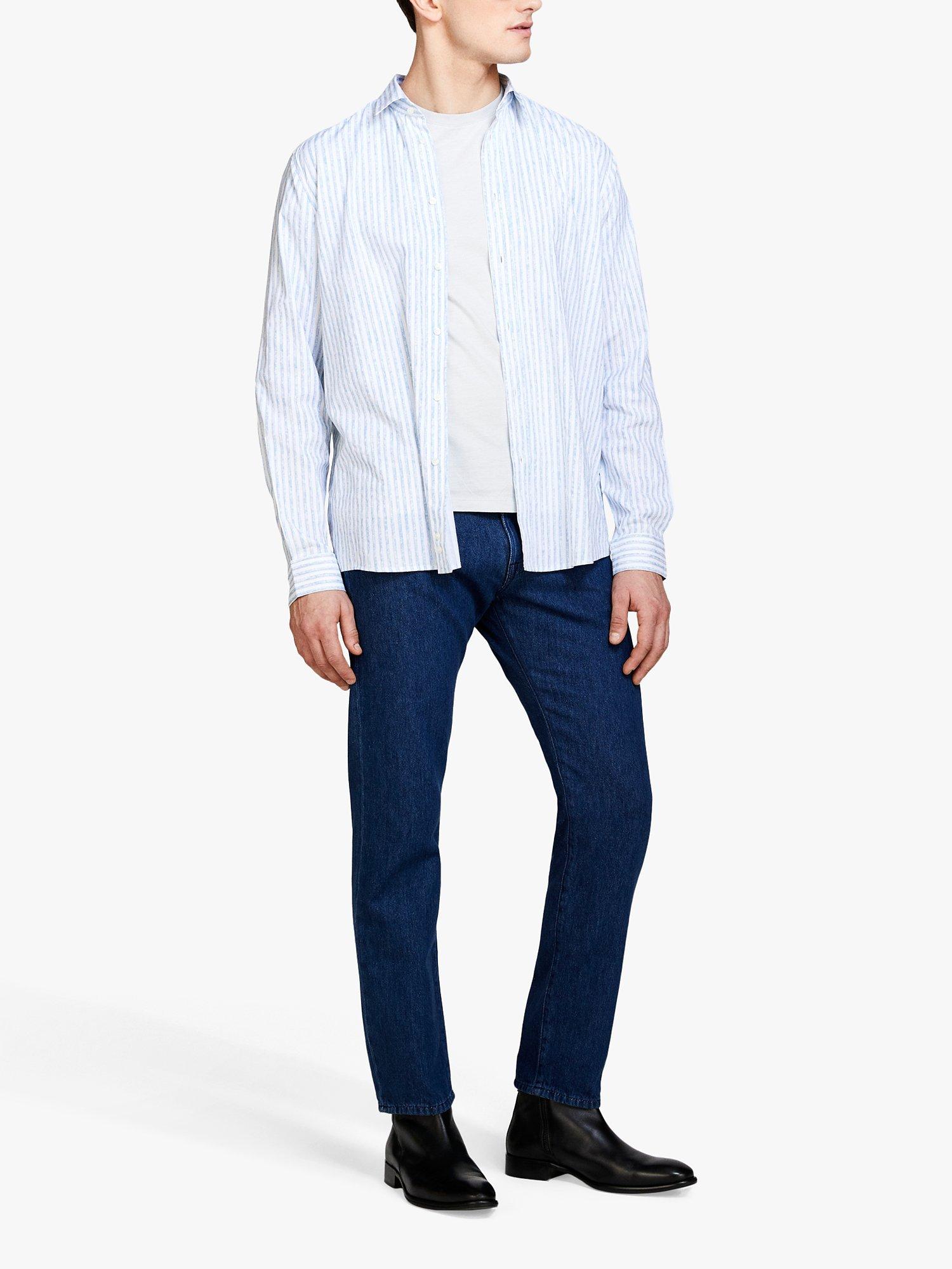 Product image 3 of 5, which shows SISLEY Regular Fit Printed Shirt, Blue/White, S