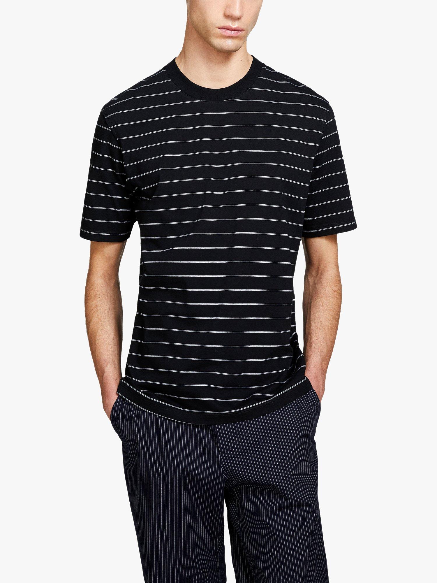 SISLEY Regular Fit Yarn Dyed Stripe T-Shirt, Black