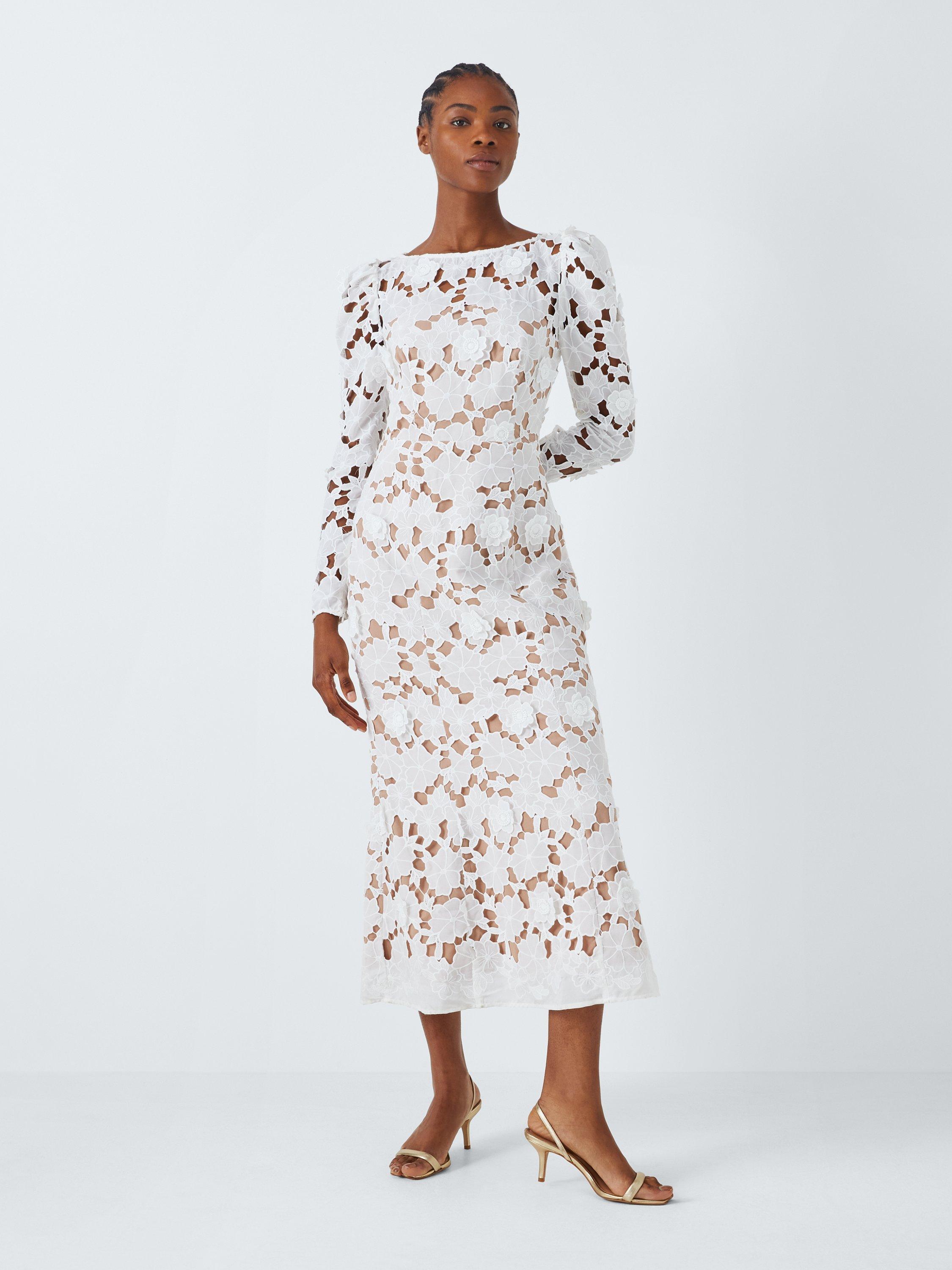 Elliatt Calm Floral Lace Midi Dress White