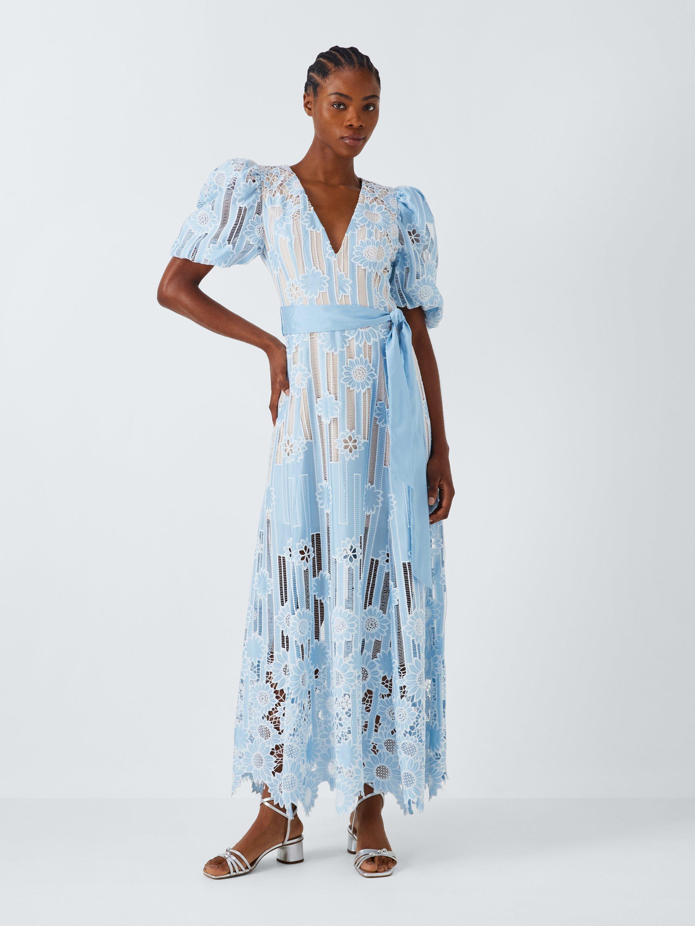 Elliatt Whirlwind Lace Dress Sky Blue White