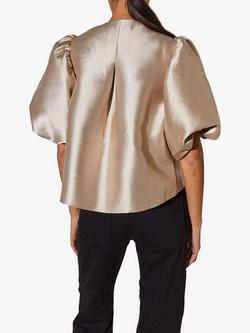 Malina Cleo Overside Puff Sleeve Top - view 2, Soft Beige