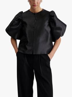 Malina Cleo Overside Puff Sleeve Top, Black