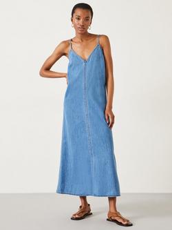 HUSH Saskia Denim Slip Maxi Dress, Light Blue, Light Blue
