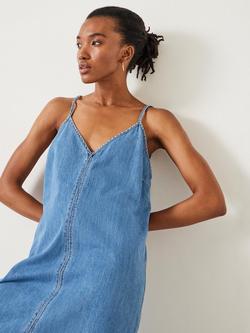 HUSH Saskia Denim Slip Maxi Dress, Light Blue - view 2, Light Blue