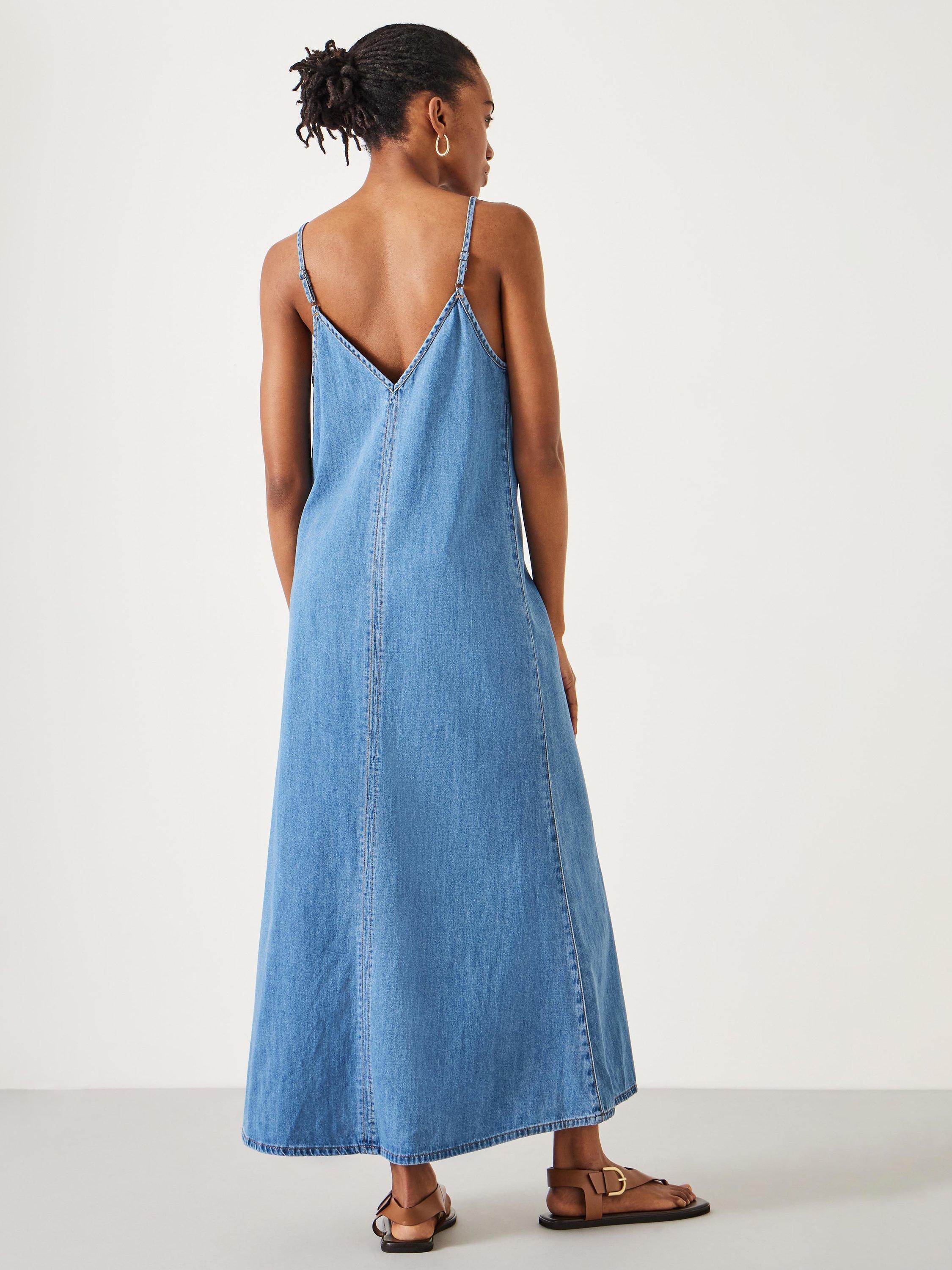 Product image 3 of 5, which shows HUSH Saskia Denim Slip Maxi Dress, Light Blue, 4
