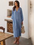 NRBY Mira Gauze Linen Button Down Midi Dress