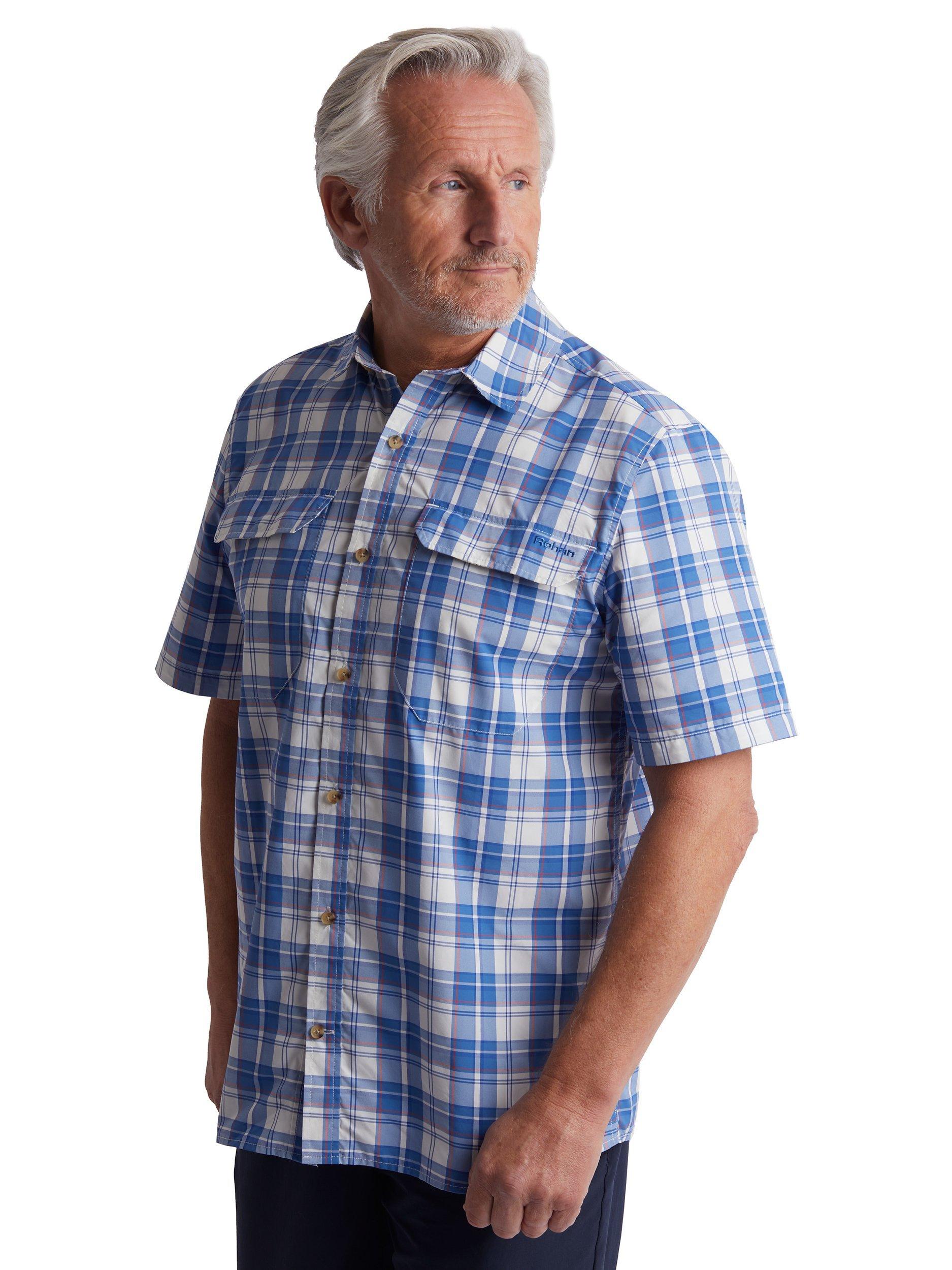 Rohan Pennine Short Sleeve Shirt, Ecru/Islandblue