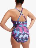 Speedo Shaping Print Swimsuit, Blue/Multi