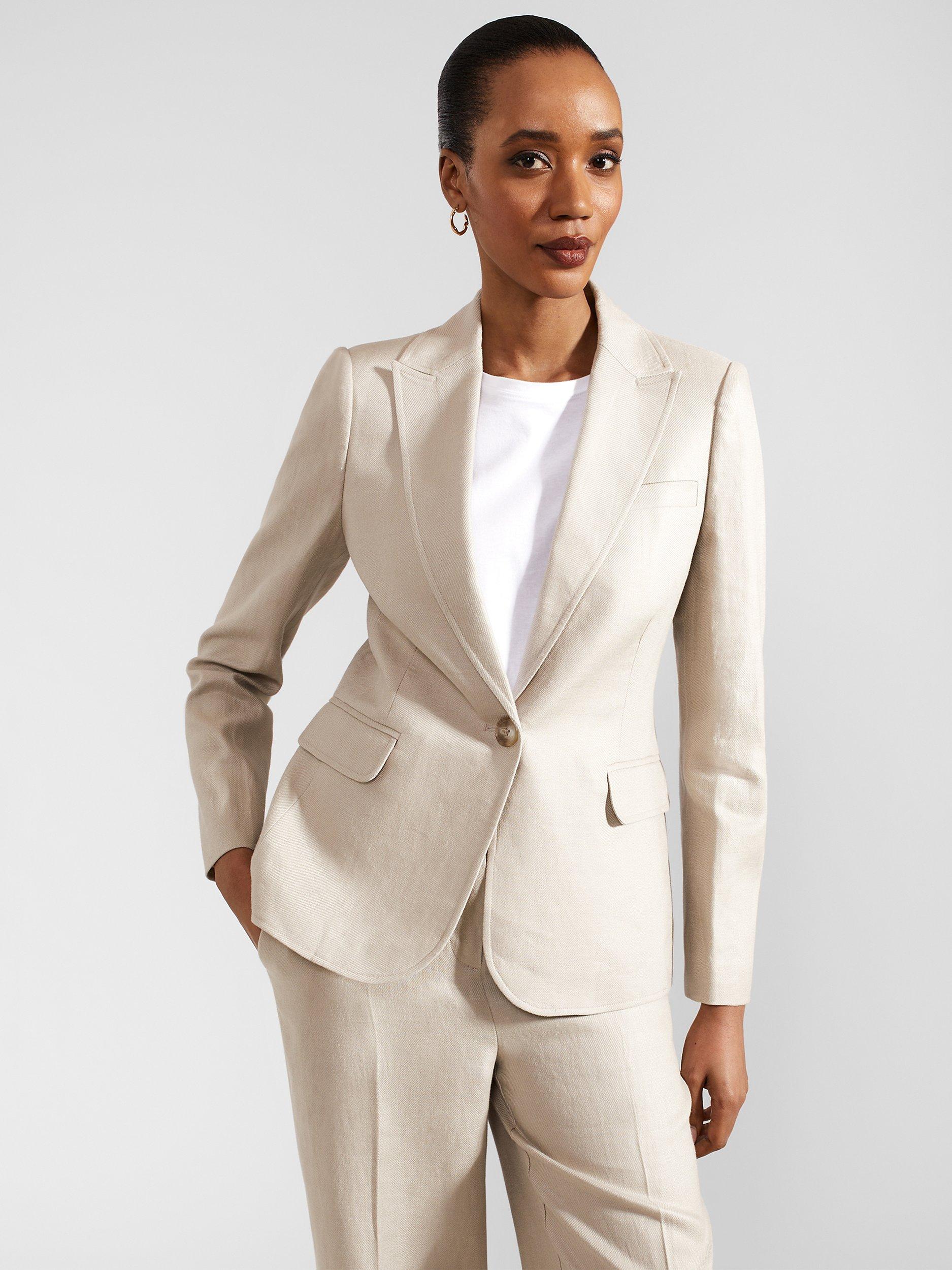 Hobbs Roberta Linen Blazer Neutral