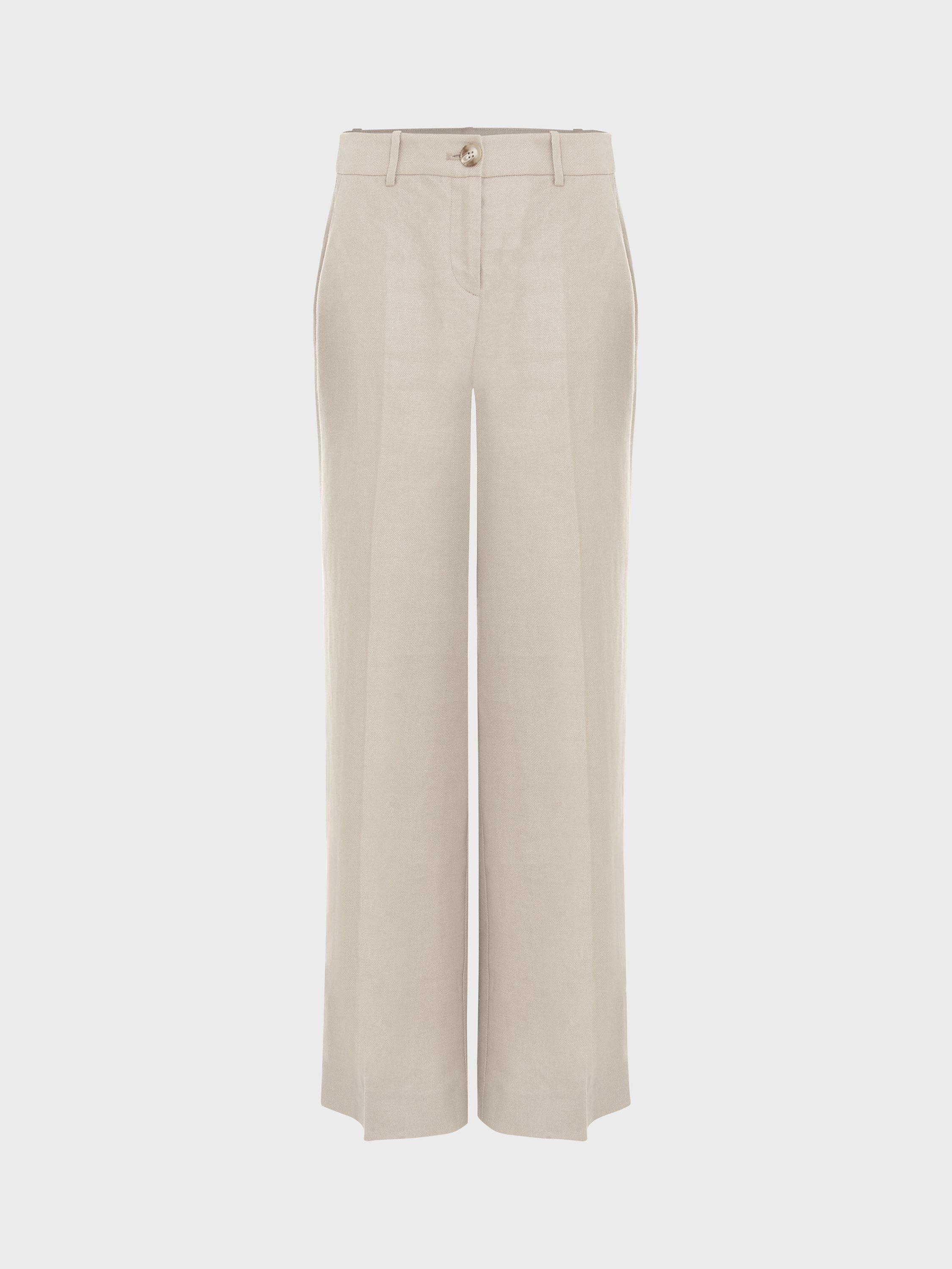 Product image 5 of 7, which shows Hobbs Roberta Tailored Linen Trousers, Neutral, 10
