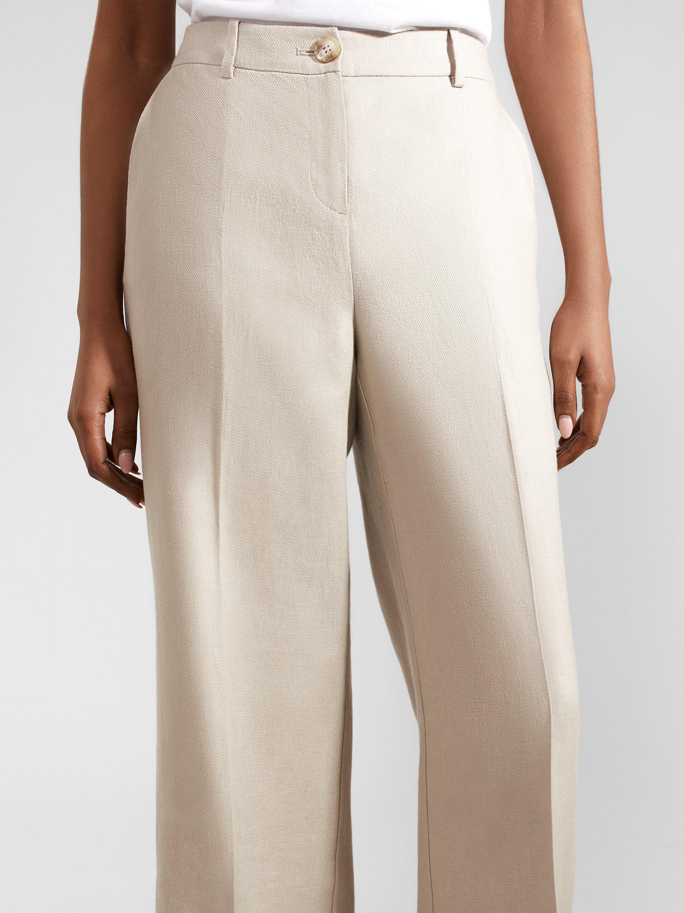 Product image 6 of 7, which shows Hobbs Roberta Tailored Linen Trousers, Neutral, 10