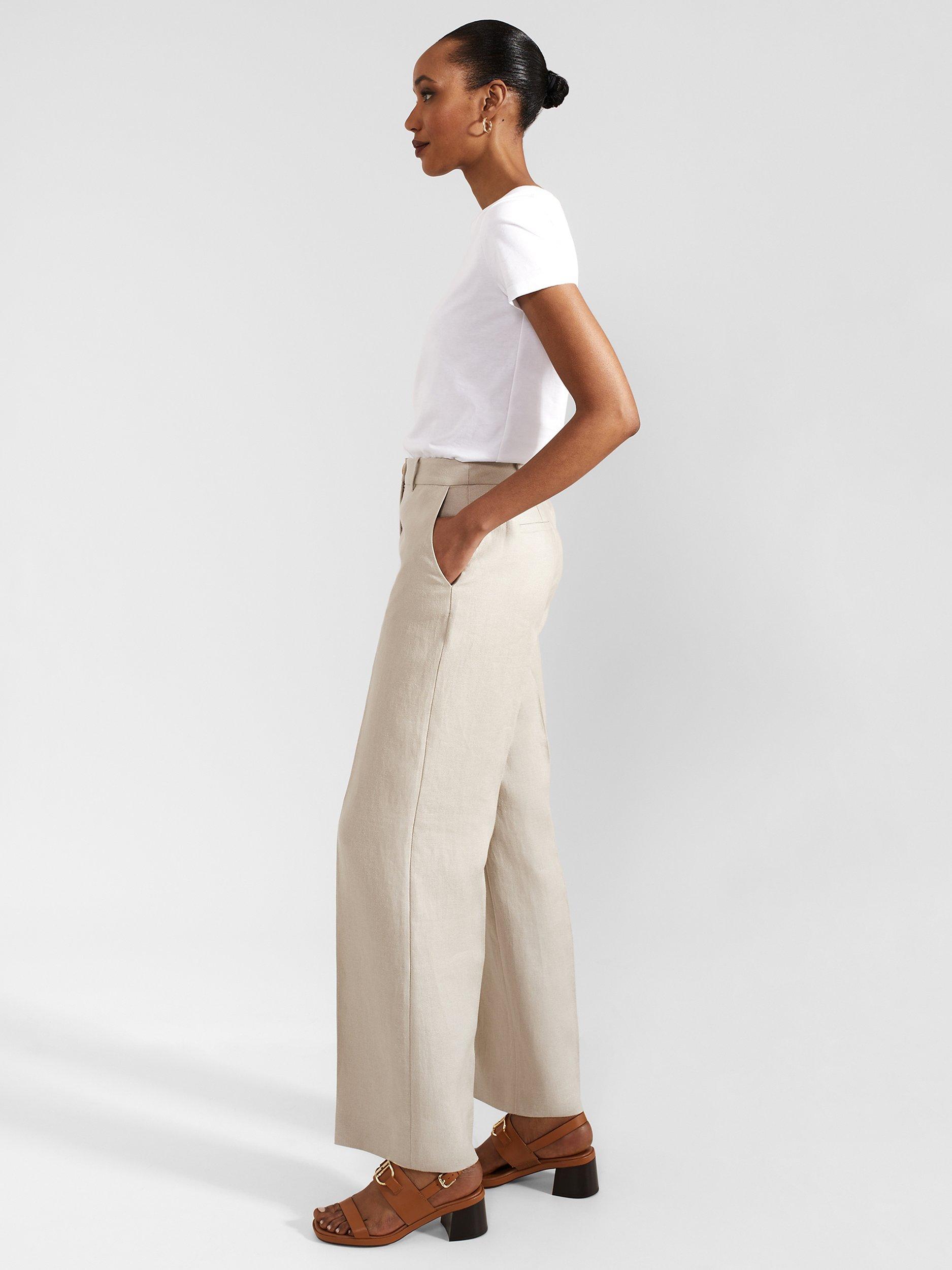 Product image 7 of 7, which shows Hobbs Roberta Tailored Linen Trousers, Neutral, 10