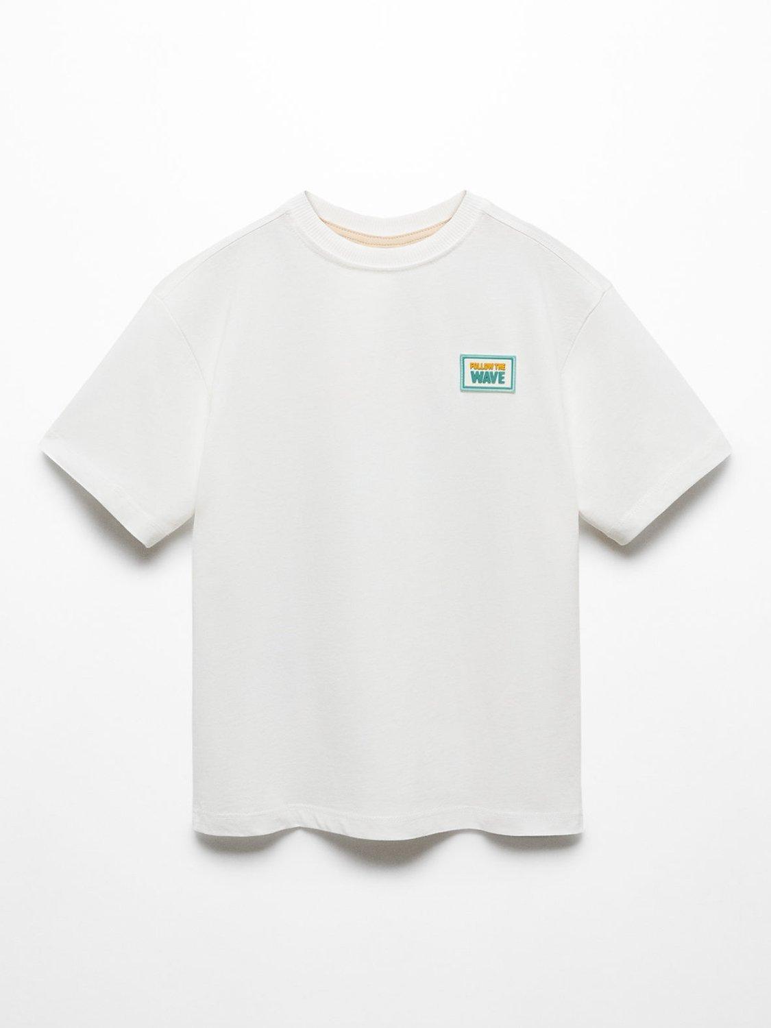 Mango Kids' USA Embossed Message T-Shirt, White/Multi