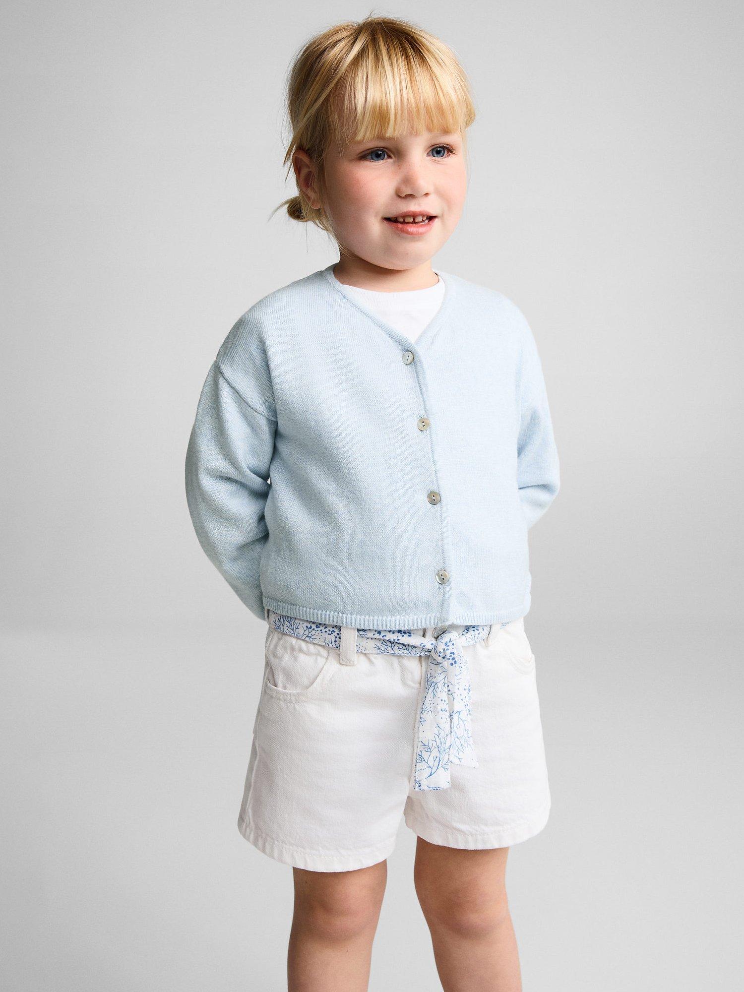 Mango Baby Mar V Neck Cardigan, Medium Blue