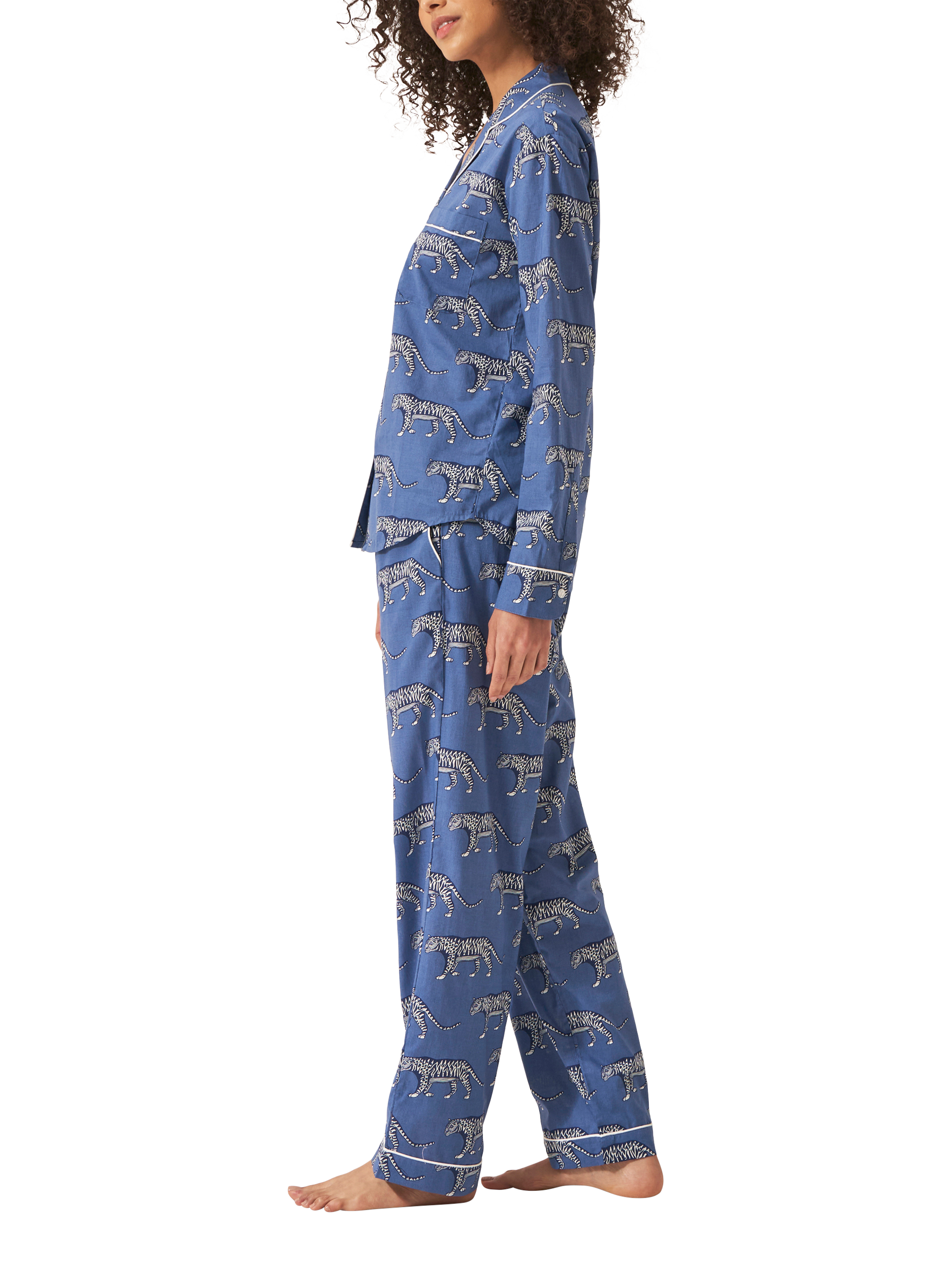 Product image 2 of 3, which shows myza Lovely Leopards Organic Cotton Long Sleeve Pyjama Trouser Set, Lovely Leopards, XS