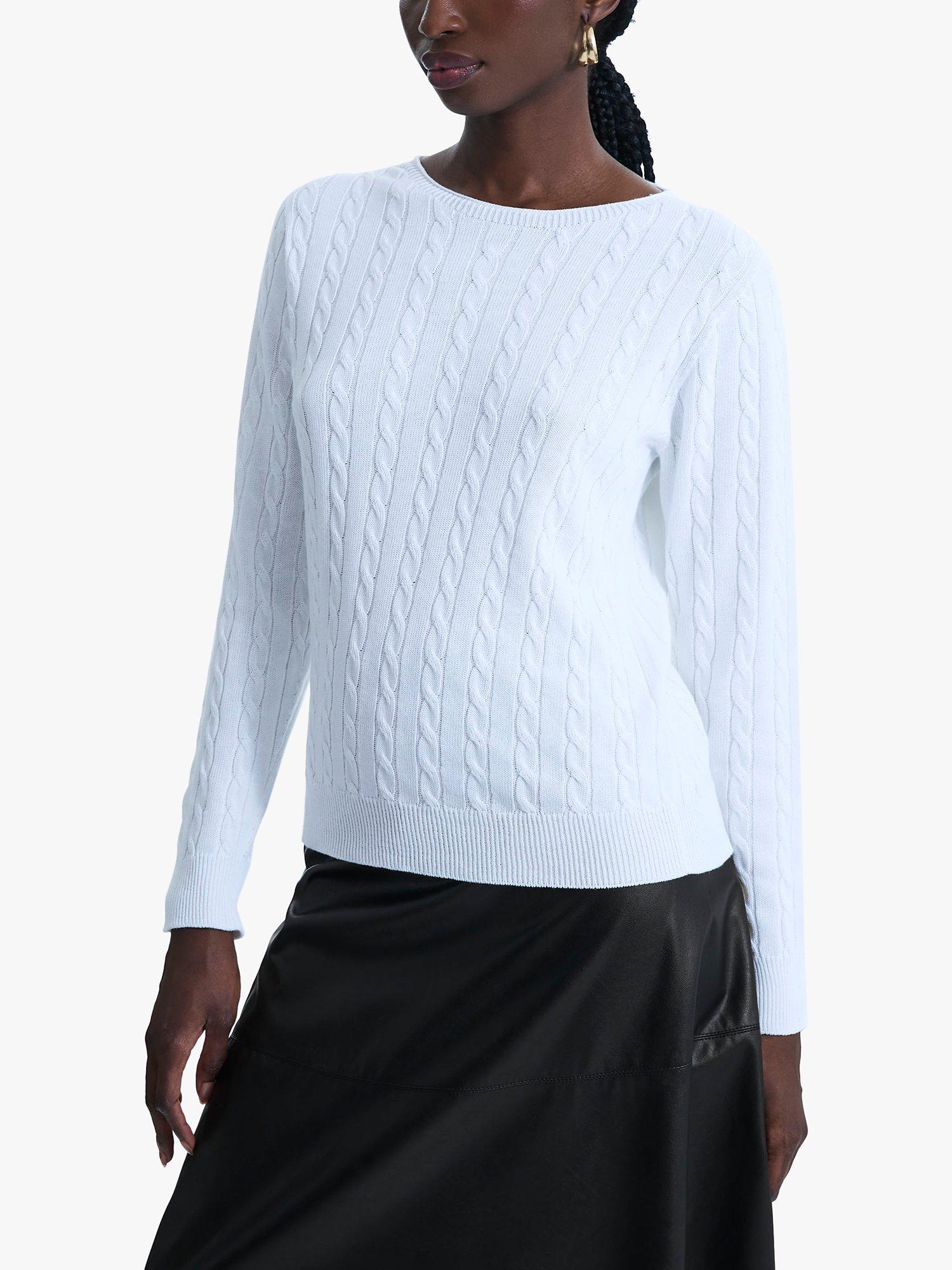 Product image 3 of 5, which shows James Lakeland Cable Knit Jumper, White, 8