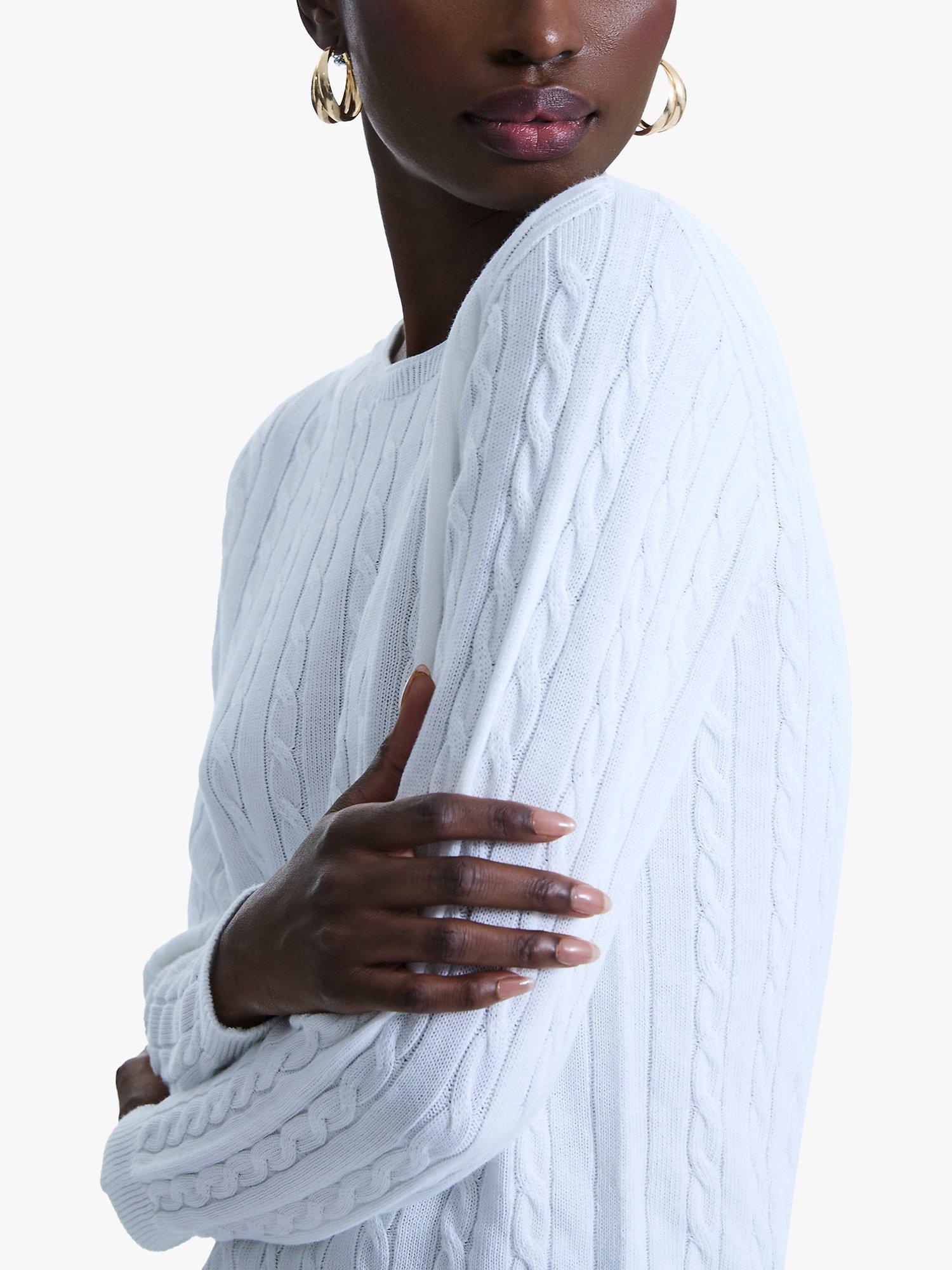 Product image 4 of 5, which shows James Lakeland Cable Knit Jumper, White, 8