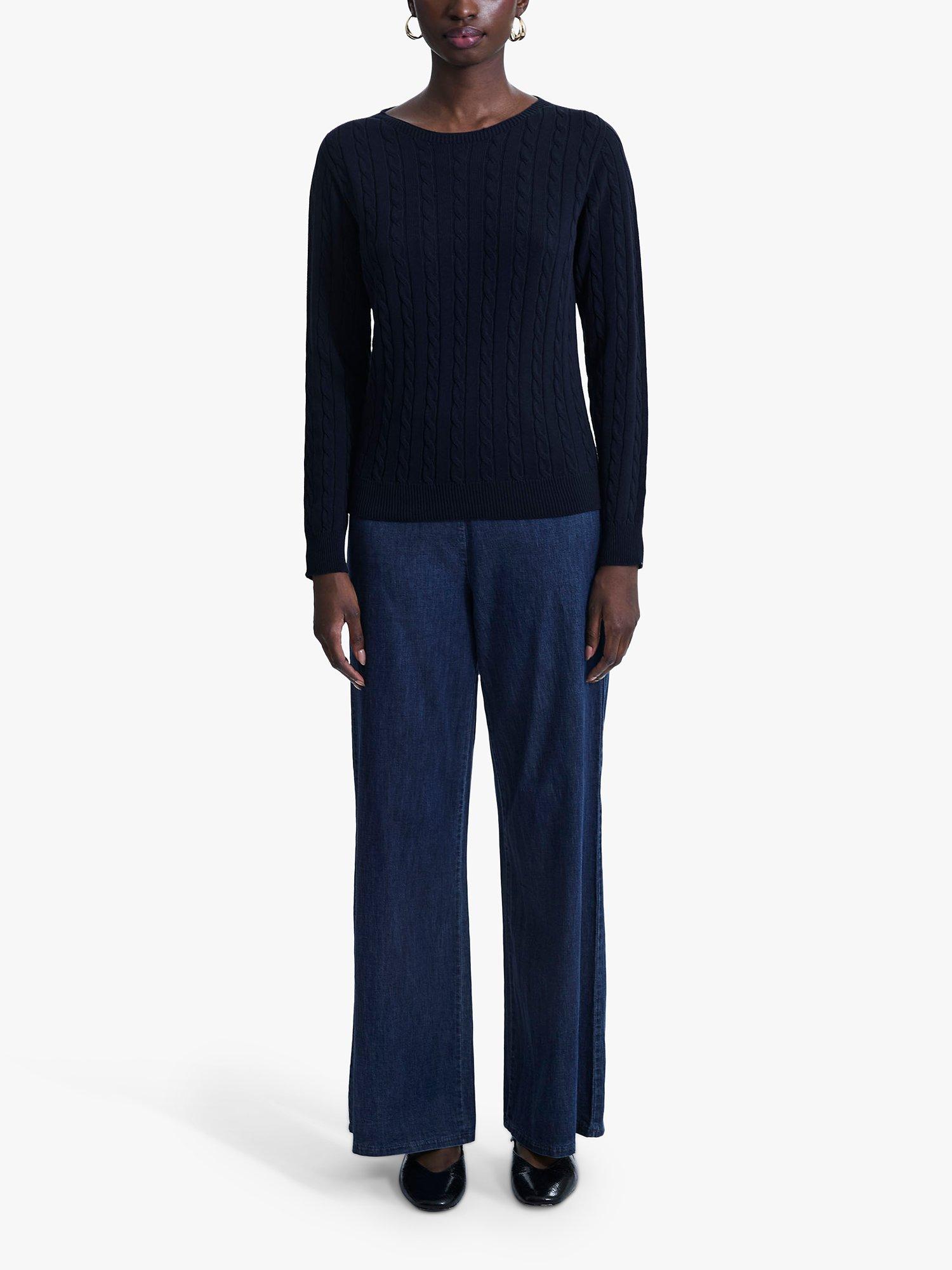 Product image 1 of 5, which shows James Lakeland Cable Knit Jumper, Navy, 8