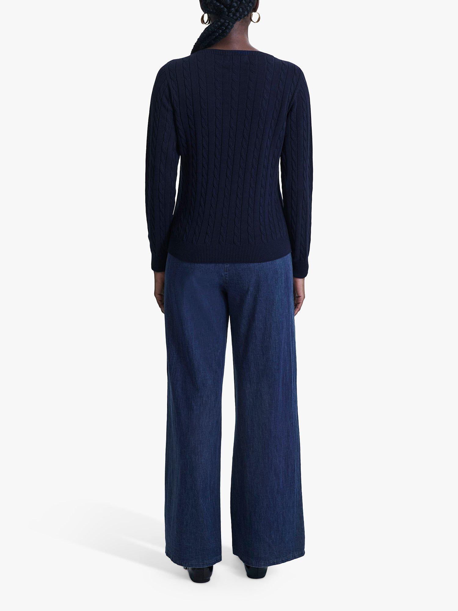 Product image 2 of 5, which shows James Lakeland Cable Knit Jumper, Navy, 8