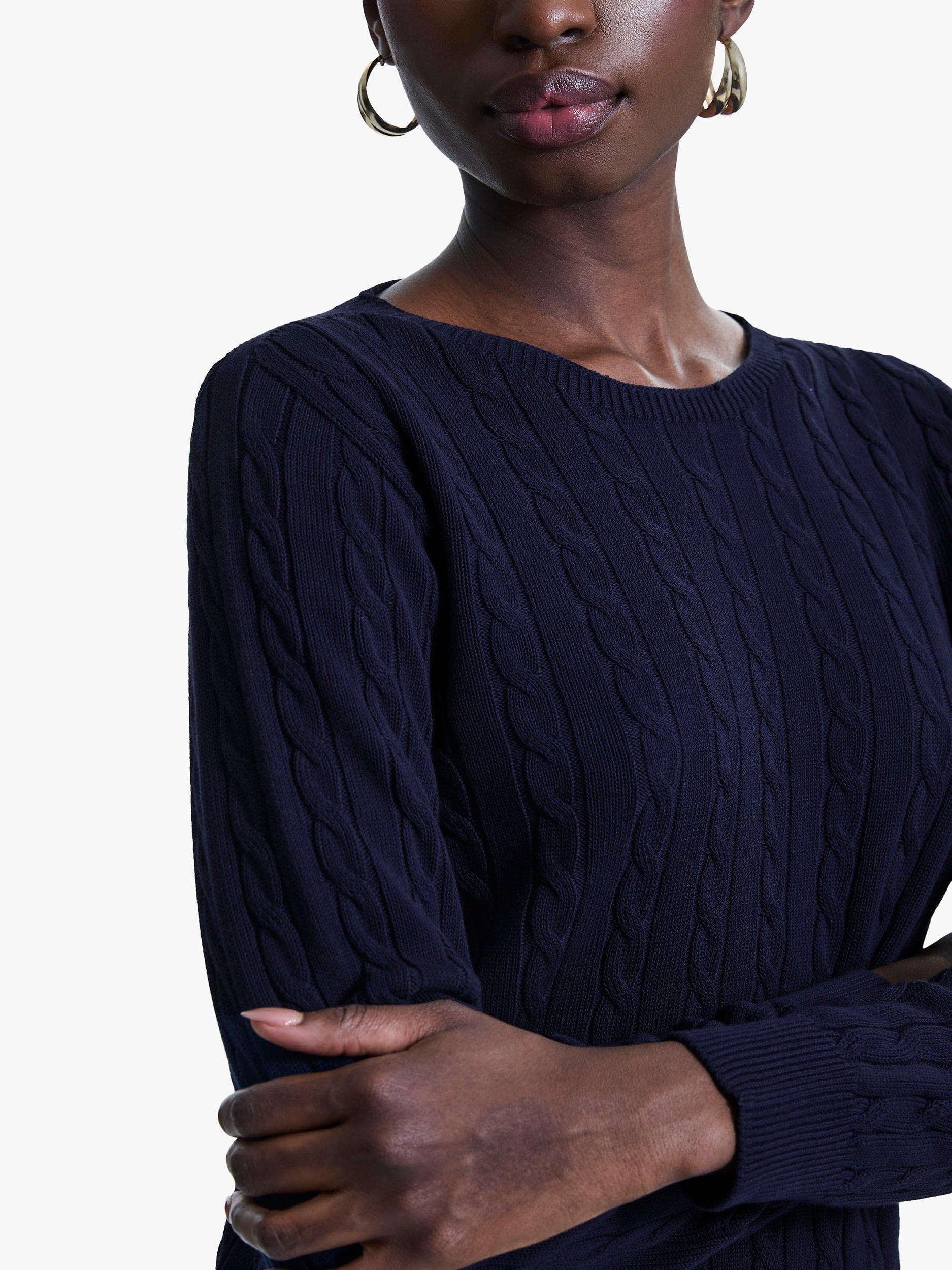 Product image 3 of 5, which shows James Lakeland Cable Knit Jumper, Navy, 8