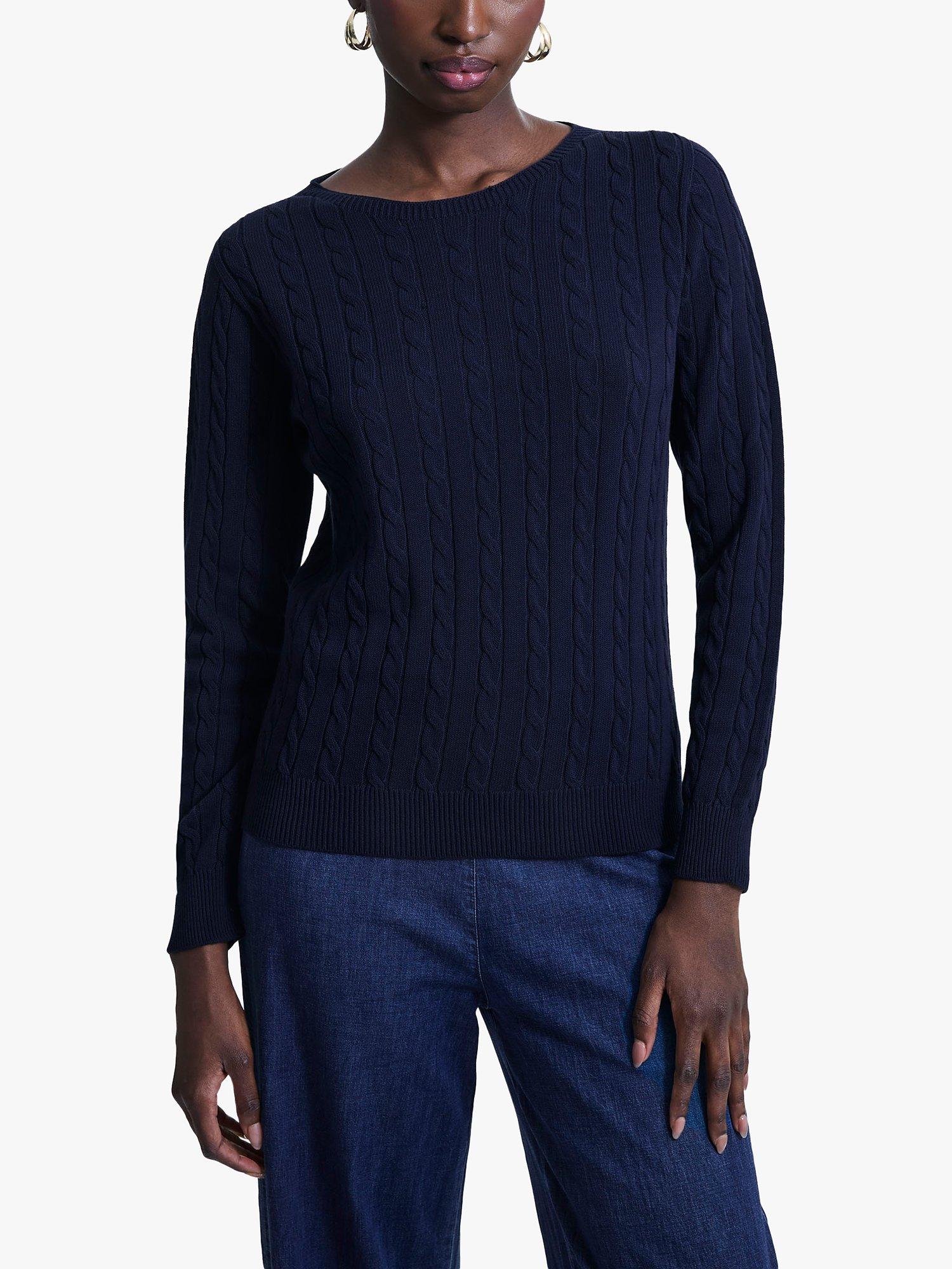 Product image 4 of 5, which shows James Lakeland Cable Knit Jumper, Navy, 8