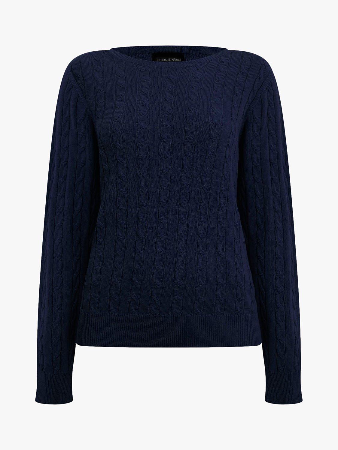 Product image 5 of 5, which shows James Lakeland Cable Knit Jumper, Navy, 8