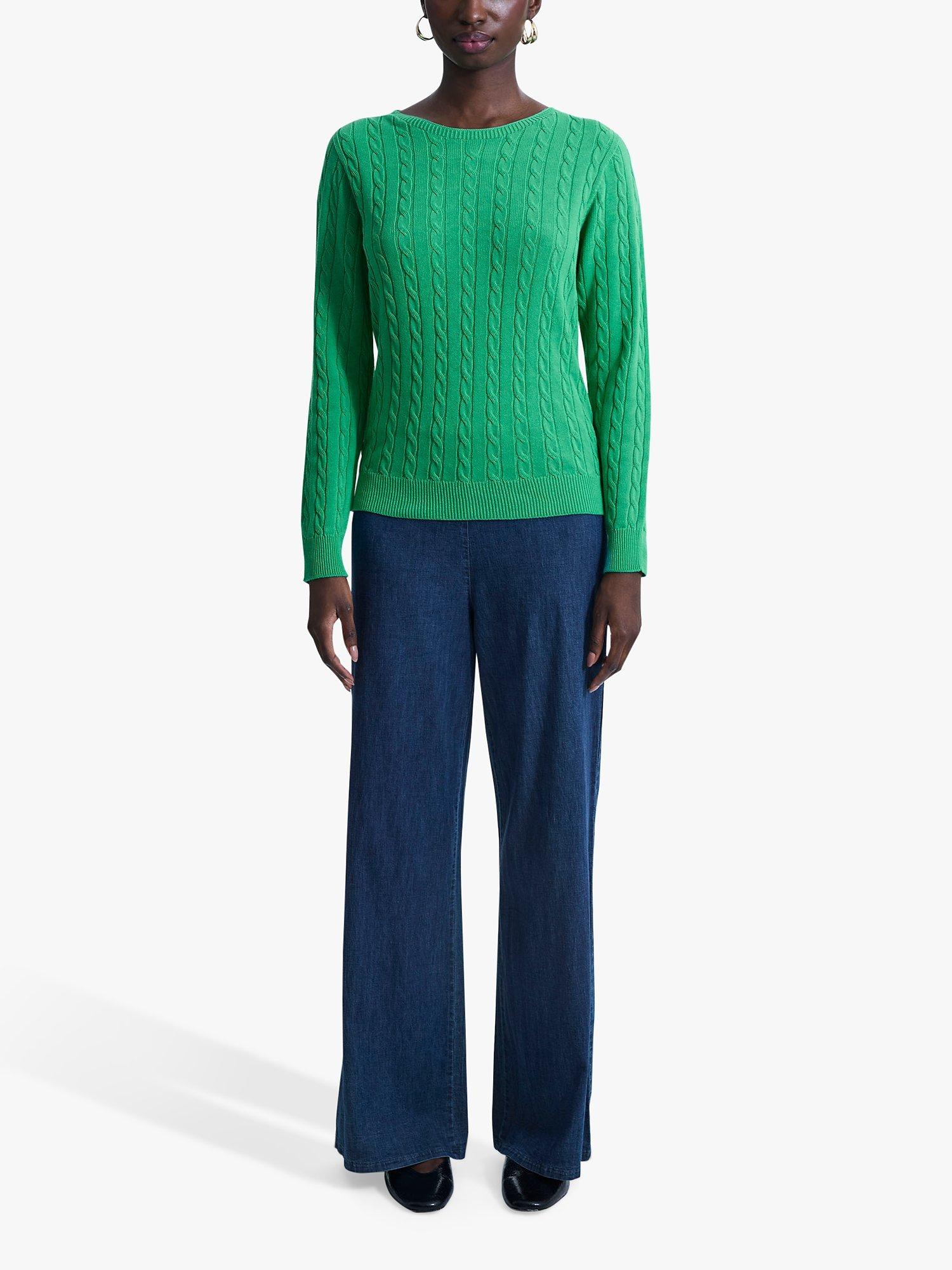 Product image 1 of 5, which shows James Lakeland Cable Knit Jumper, Green, 8