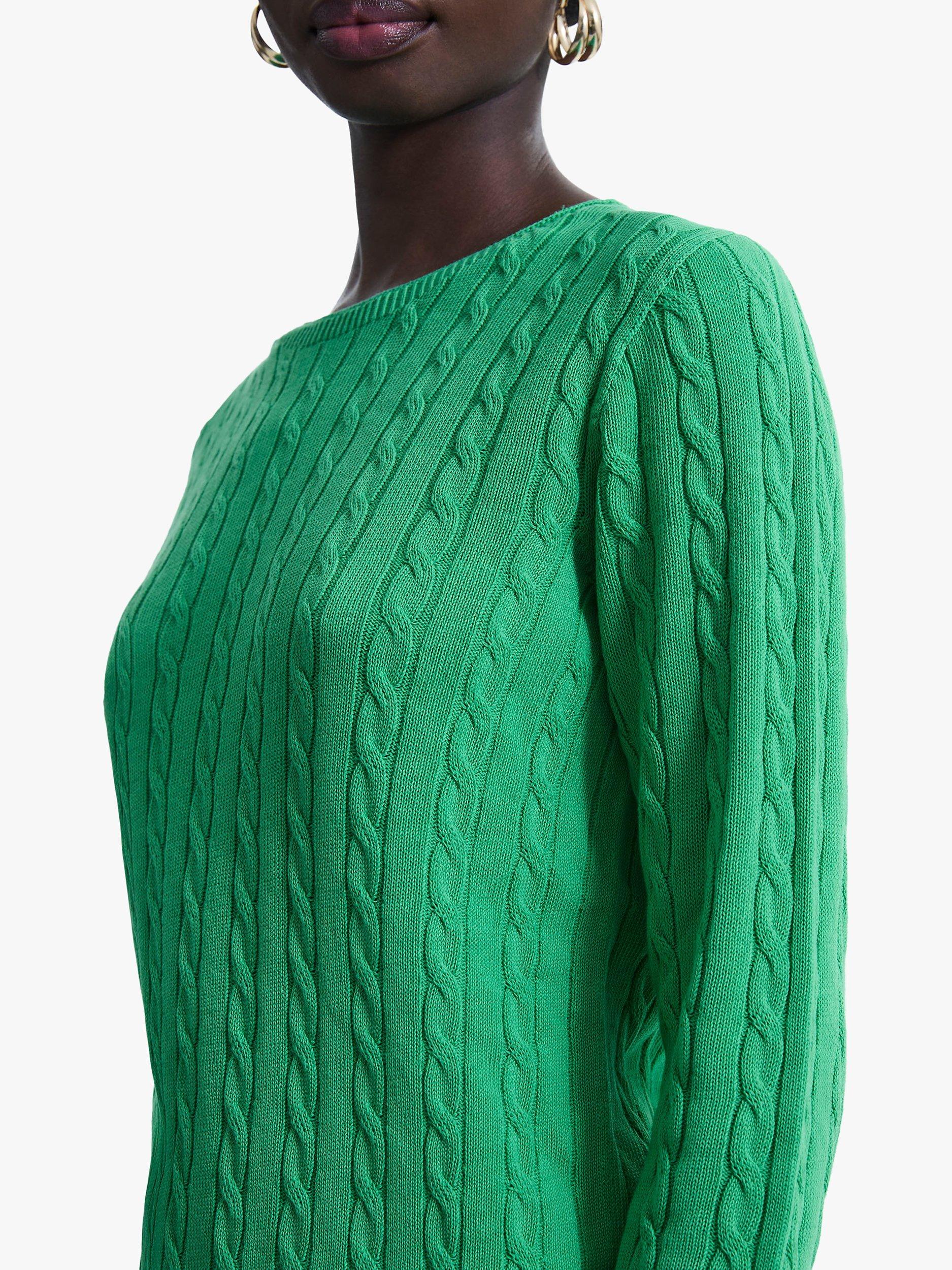 Product image 3 of 5, which shows James Lakeland Cable Knit Jumper, Green, 8