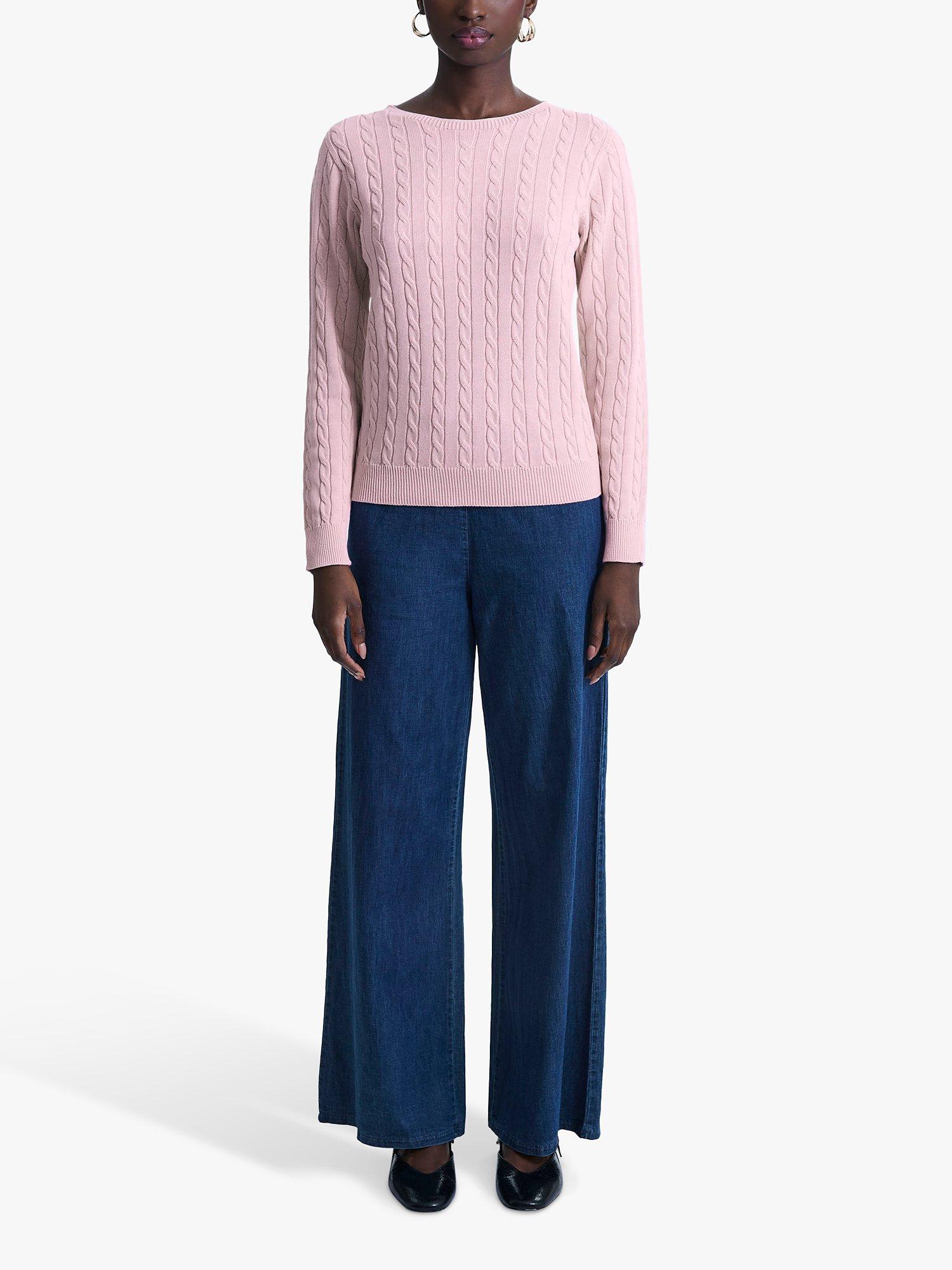 Product image 1 of 5, which shows James Lakeland Cable Knit Jumper, Pale Pink, 8