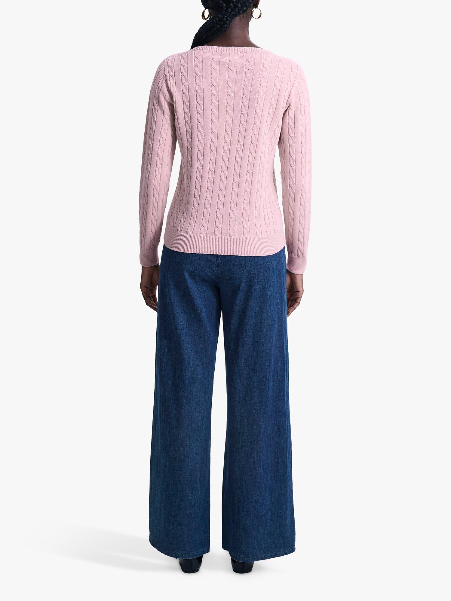 Product image 2 of 5, which shows James Lakeland Cable Knit Jumper, Pale Pink, 8