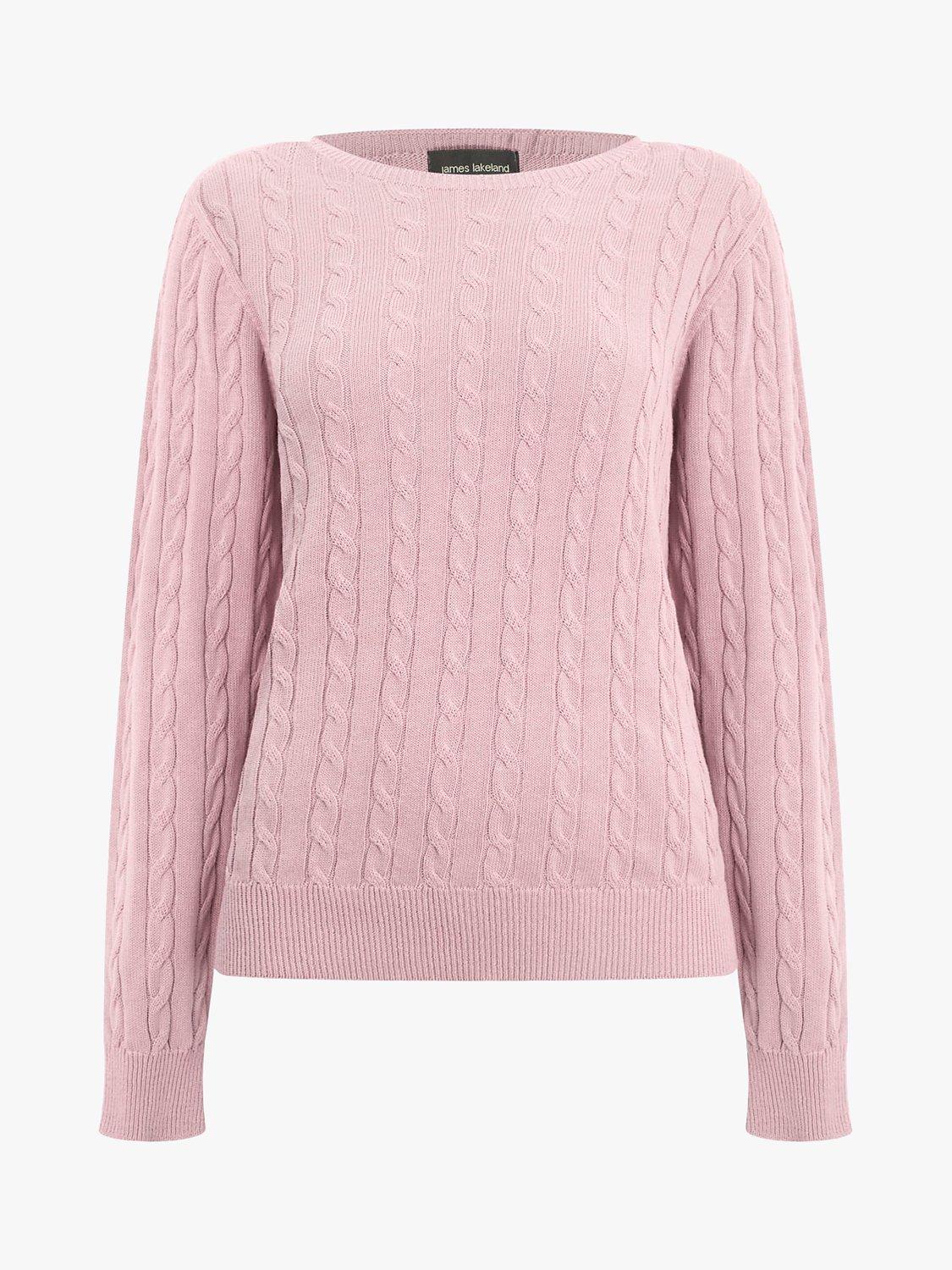 Product image 5 of 5, which shows James Lakeland Cable Knit Jumper, Pale Pink, 8