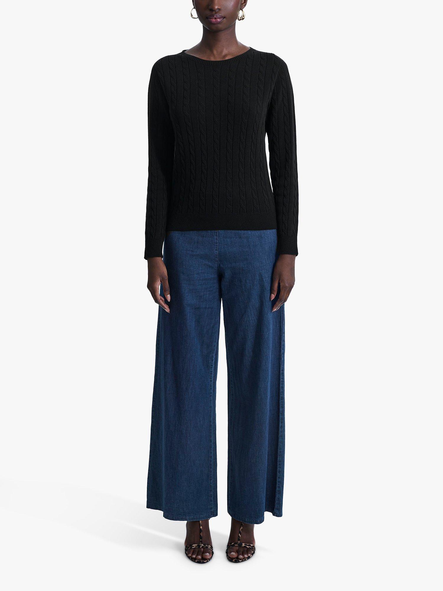 Product image 1 of 5, which shows James Lakeland Cable Knit Jumper, Black, 8